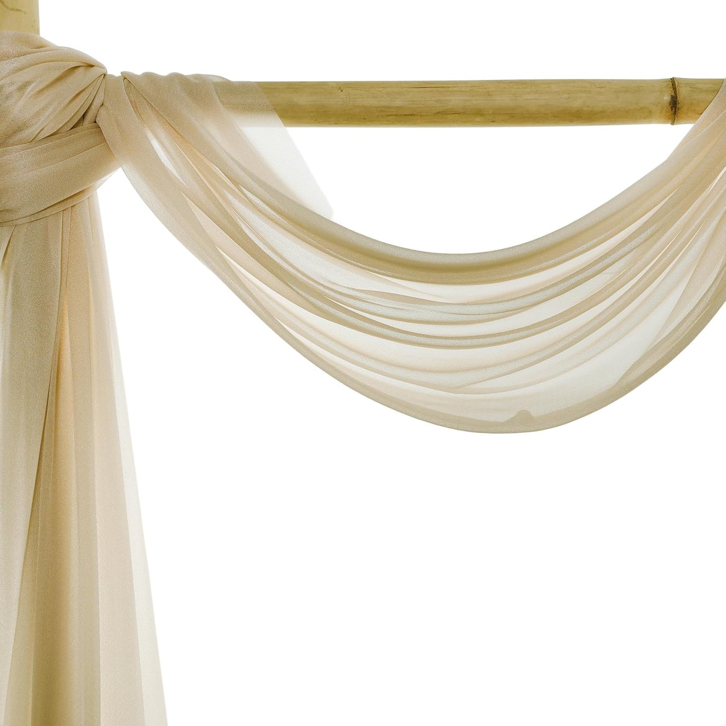 VDS Pack of 1 Panel (30 Inch X 20 Feet) Wedding Arch Draping Fabric Sheer Chiffon Fabric Drapery for Wedding Ceremony Reception Swag Backdrop Canopy Chuppah ARBO Altars Decoration (Champagne)