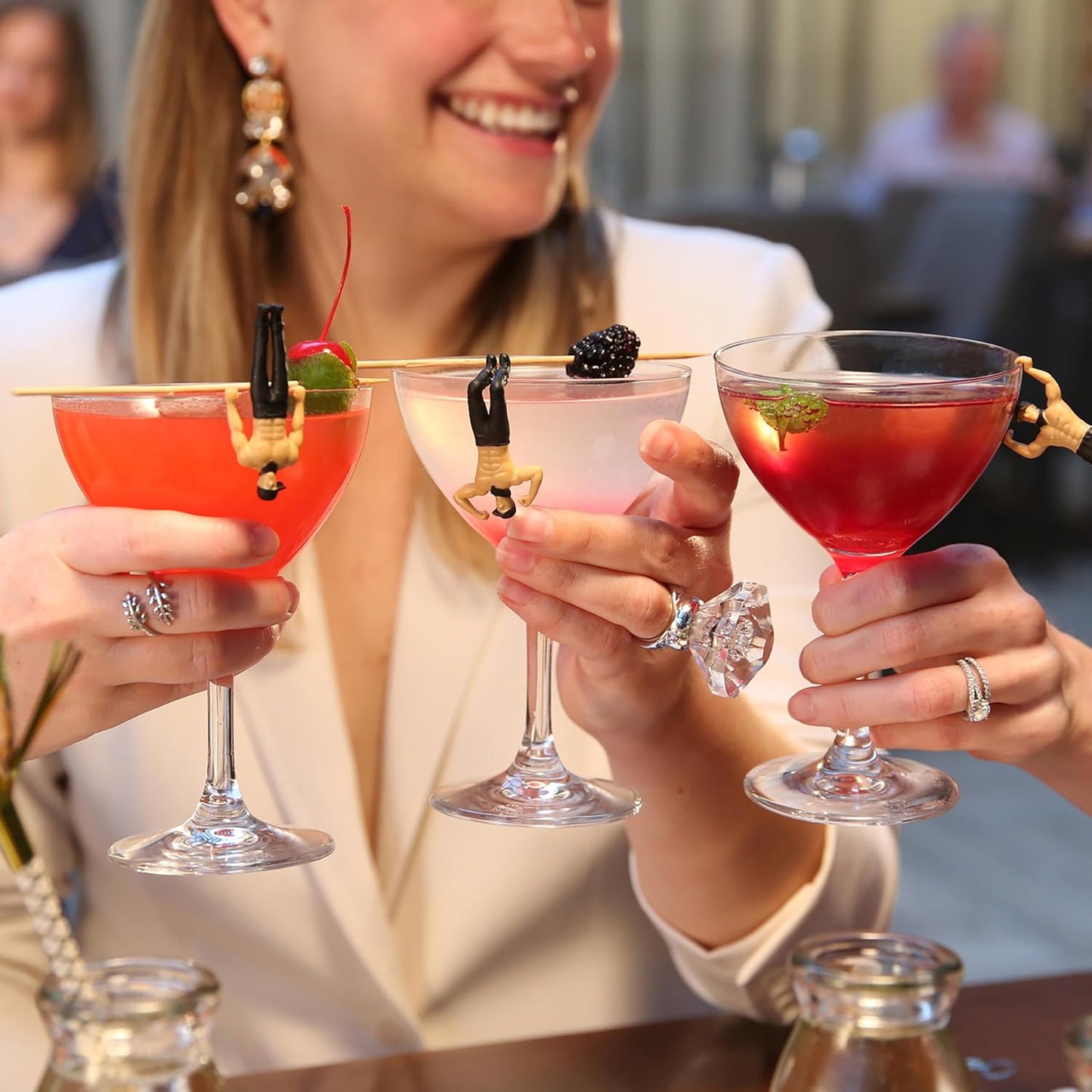 NPW Ladies Night Drink Markers, Original Drinking Buddies & Wine Glass Charms for Family Get Together & More, Bachelorette Party, Novelty Gifts, Magic Mike (4 Count)