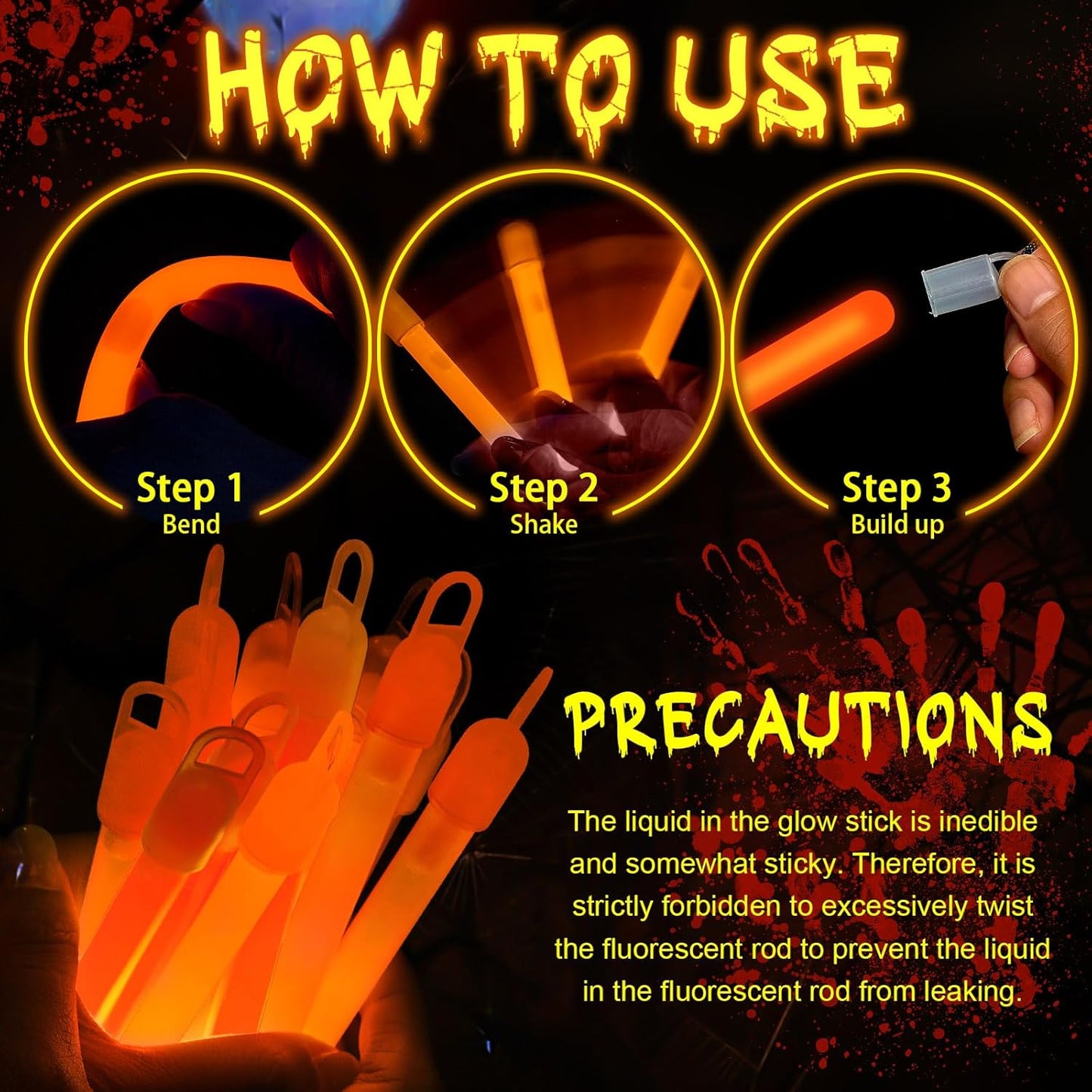 Lewtemi 4" or 6" 100 Pack Bright Glow Sticks Bulk, Glow in The Dark Party Supplies Birthday and Holidays Party Favors