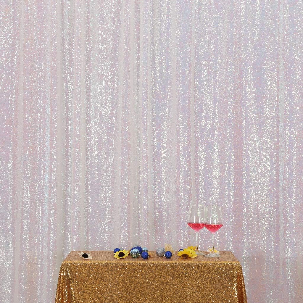 Eternal Beauty White Iridescent Sequin Backdrop, 6x8 Ft Glitter Background Curtains for Shimmer Photography Party Wedding Birthday Back Drop Decor