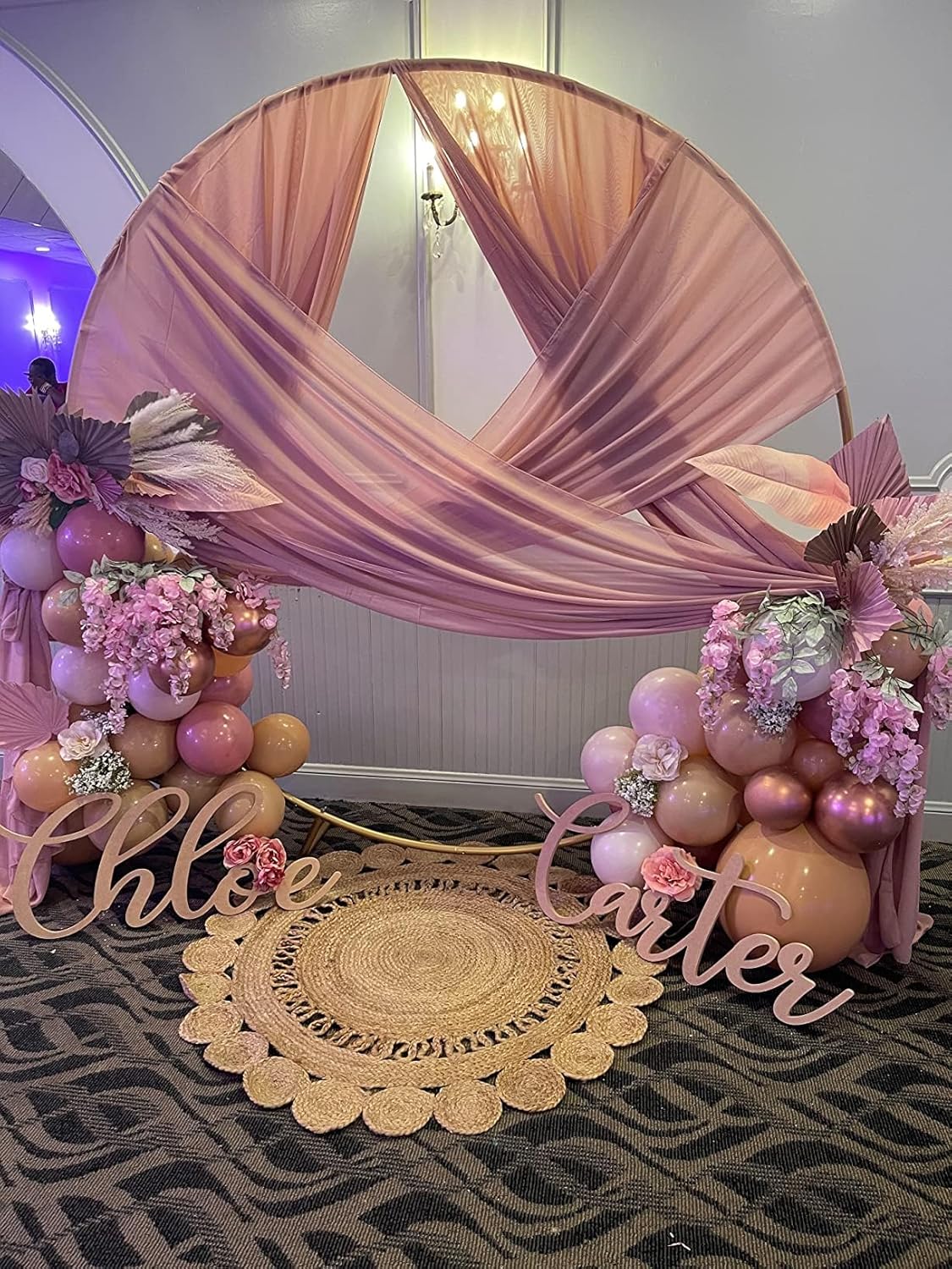 Wedding Arch Draping Fabric Backdrop 2 Panel 30" x 19Ft Dusty Rose Drapes Curtains for Wedding Reception Sheer Tulle Backdrop Curtain for Ceremony Birthday Party Baby Shower Arbor Ceiling Decorations