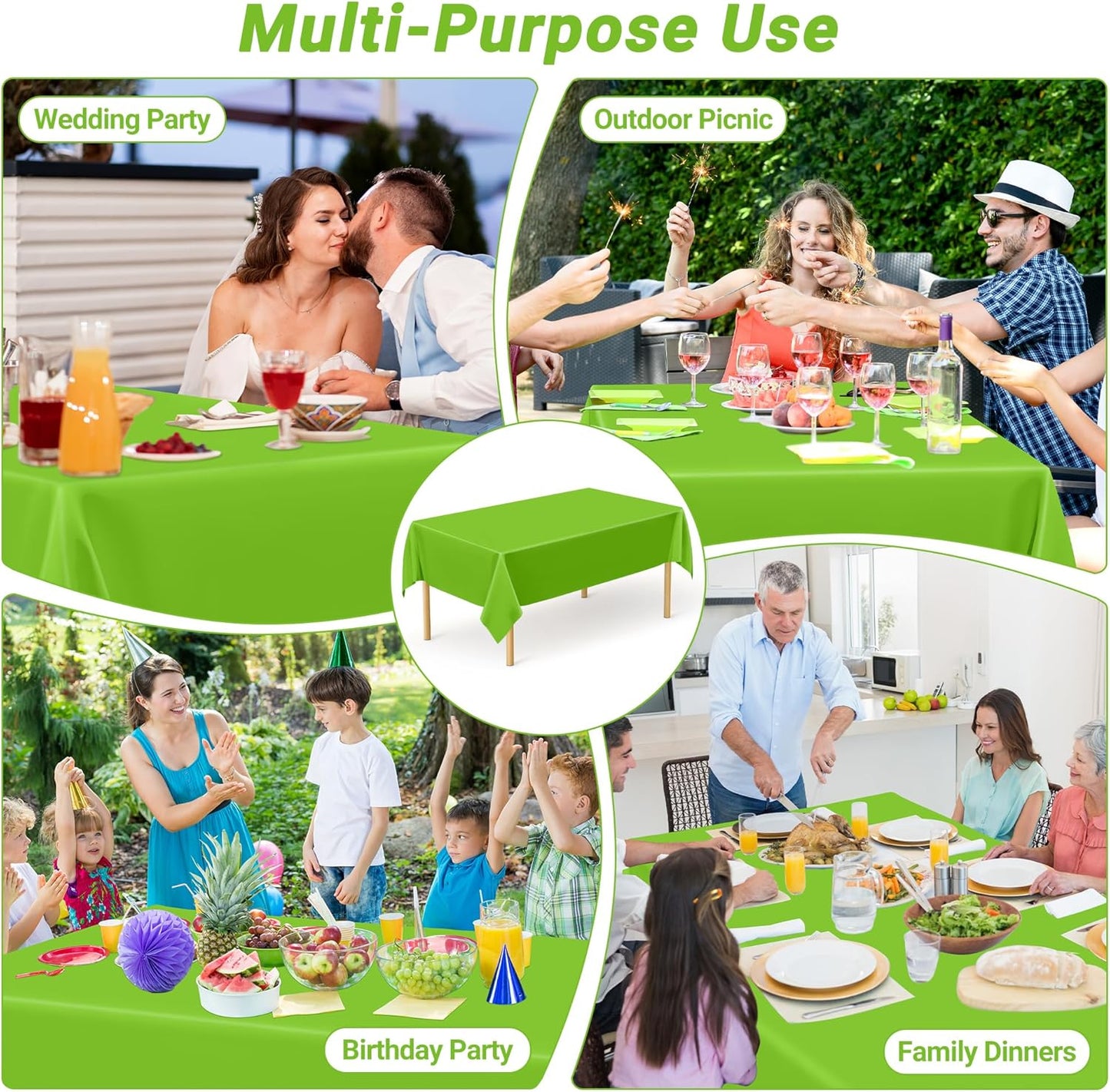 QZYL 4 PCS Plastic Tablecloth, 54 x 108 Inches Waterproof Disposable Table Cloth, Spring Tablecloth of Baby Shower Football Party Decorations, Table Cover for Rectangle and Round