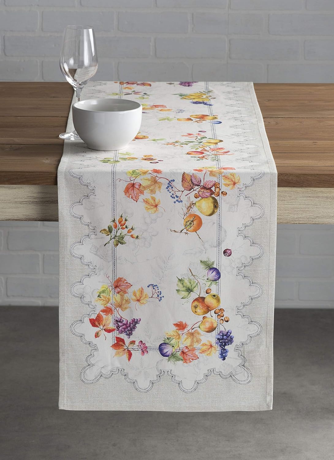 Maison d' Hermine Table Runner 100% Cotton Single Layer Table Runners 48 inches Long for Thanksgiving Christmas Decorations Home Kitchen Dining Party Wedding (Fruit D'Hiver, 14.5" x 48")