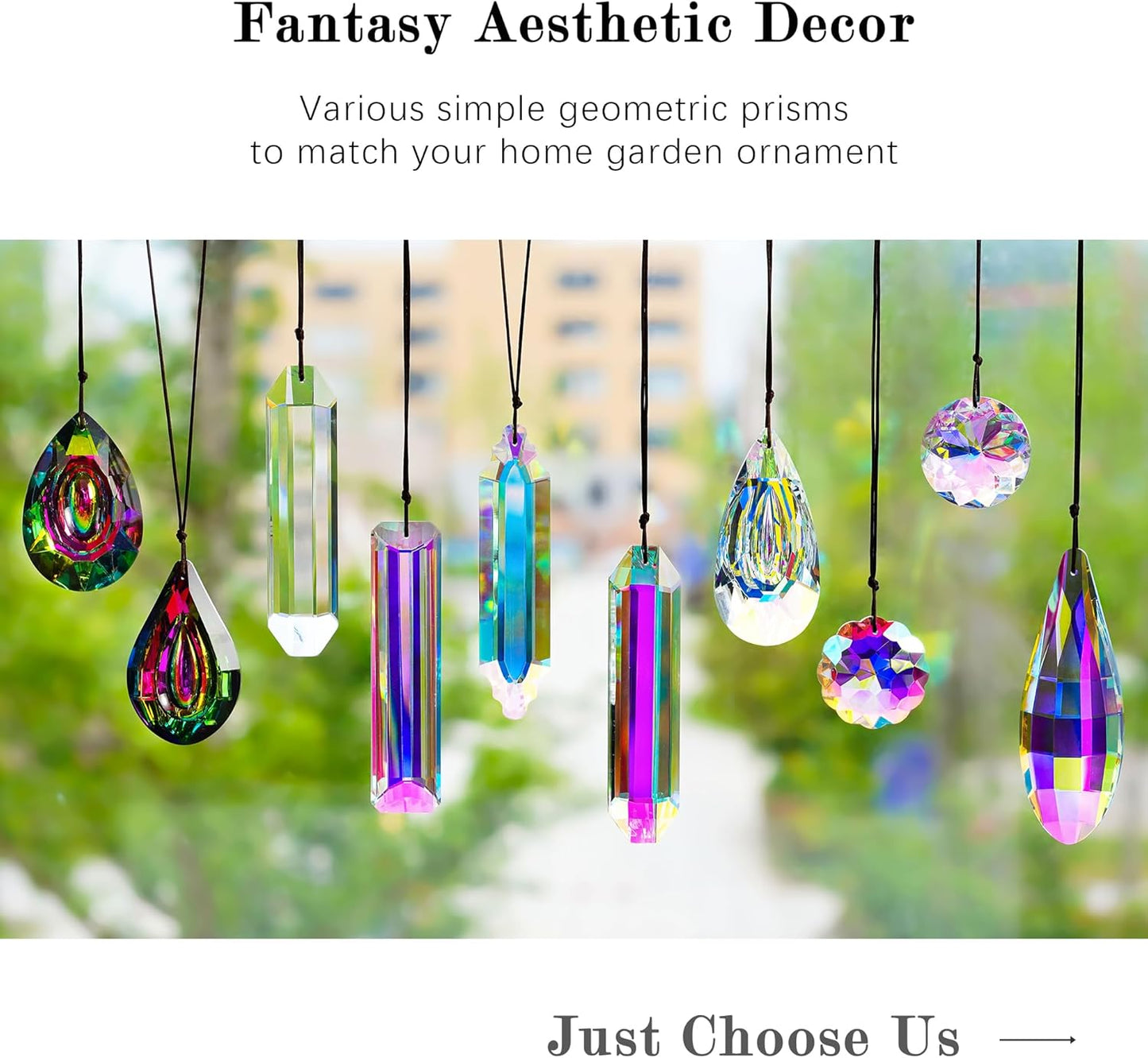 HDCRYSTALGIFTS 3 Pack 5" Large Crystal Sun Catcher Prisms for Windows, AB Colored Suncatcher Crystals Window Indoor Hanging Rainbow Maker Prisms for Home Garden Decor