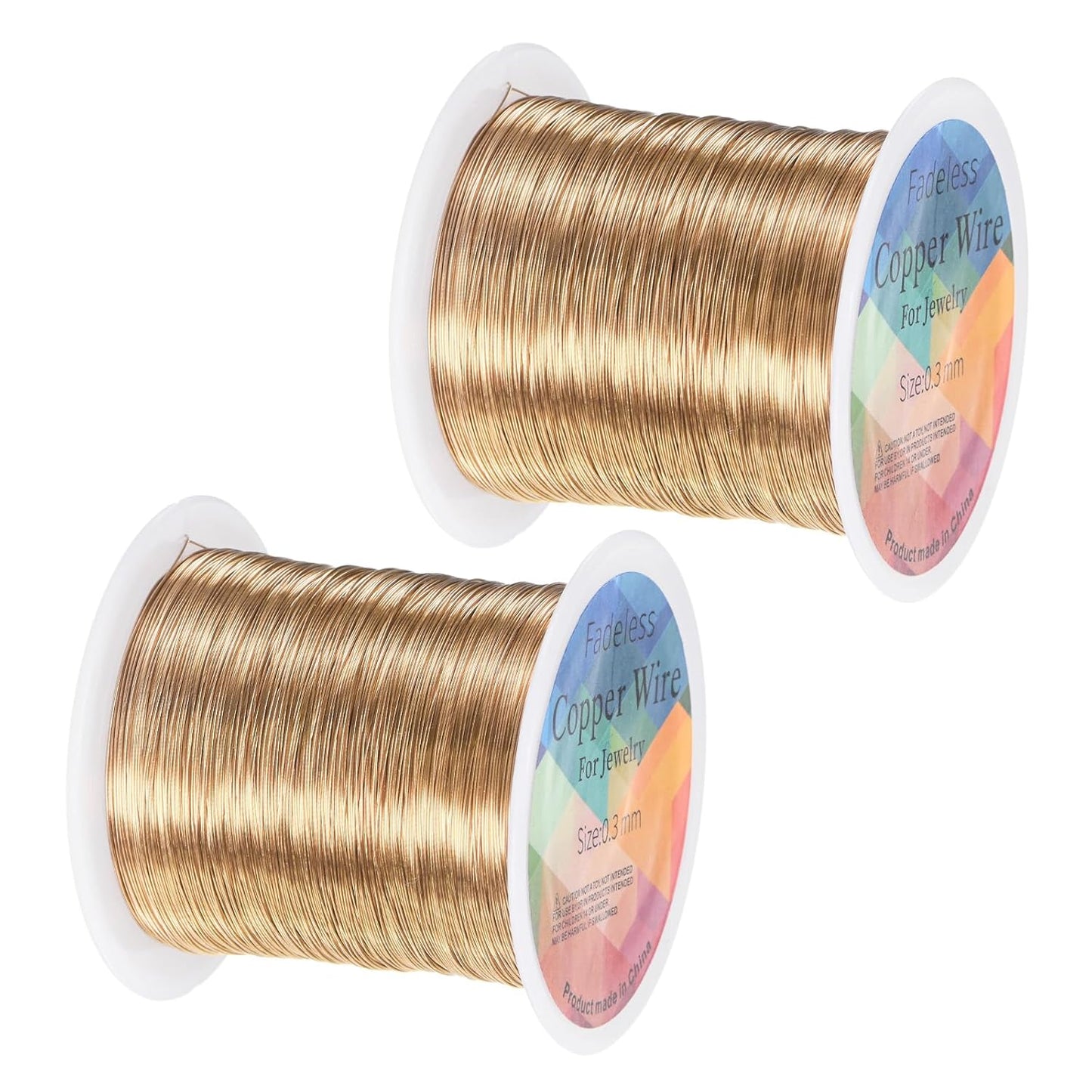 2-Rolls 0.3mm Jewelry Wire, 28 Gauge 328FT Craft Wire Copper Beading Wire for Jewelry Making/Planting/Weaving/DIY Crafting, Soft Metal Wires [100M, Champagne Gold]