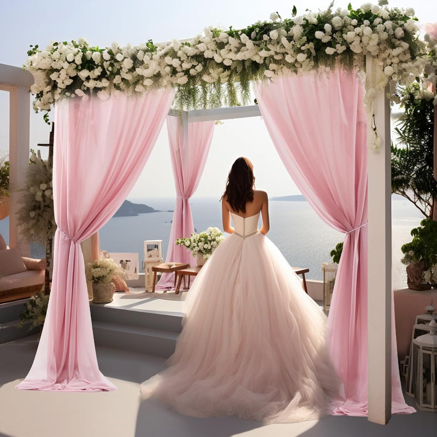 Wedding Arch Draping Fabric, 1 Panel 30" x 20Ft Dusty Rose Sheer Curtain Drapes Extra Wide & Long Backdrop Curtains for Easter Bridal Shower Backdrop Outdoor Party Arches Church Ceremony Decoration