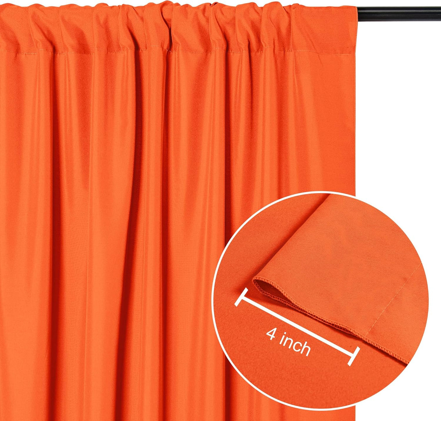 DWCN 10x8 FT Orange Backdrop Curtains for Parties, Photography Backdrop Drapes with Rod Pockets for Wedding Decorations Stage Birthday Family Gatherings, 2 Panels 5ft x 8ft