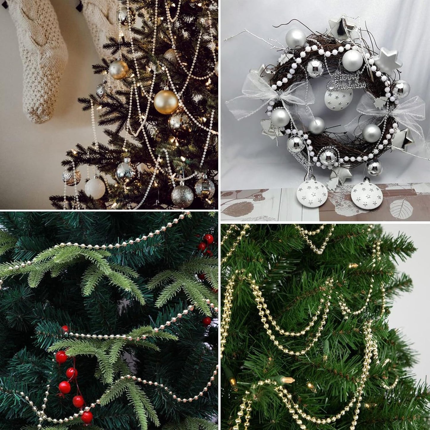 76.5 FT Pearl Beads Garland for Decoration, 6MM Craft Pearl Beads String Spool Ivory Color Faux Pearl Strand Roll for DIY Craft Wedding Party Christmas Tree Decoration