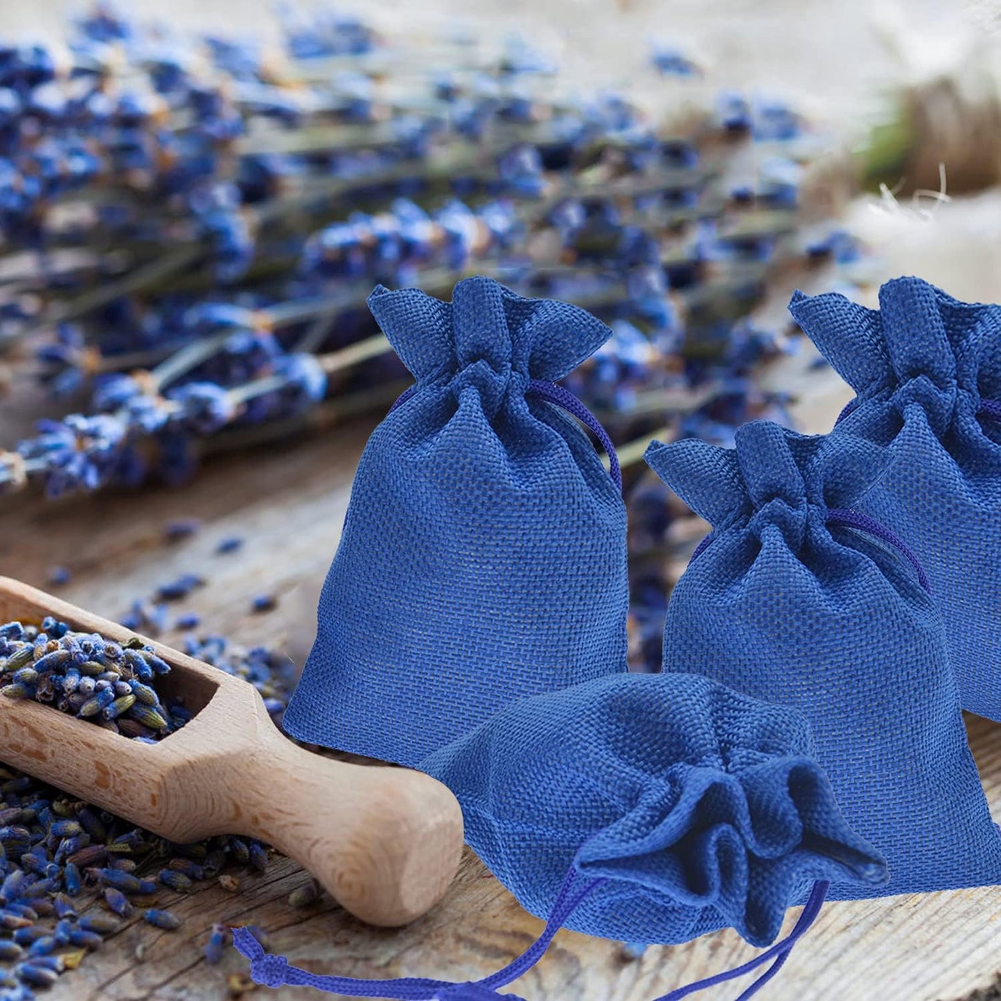 20Pcs Small Burlap Bags, Linen Drawstring Gift Bags Jewelry Pouches Sacks for Baby Shower Wedding Party Favors and DIY Craft (Royal Blue, 3.9 x 5.5)