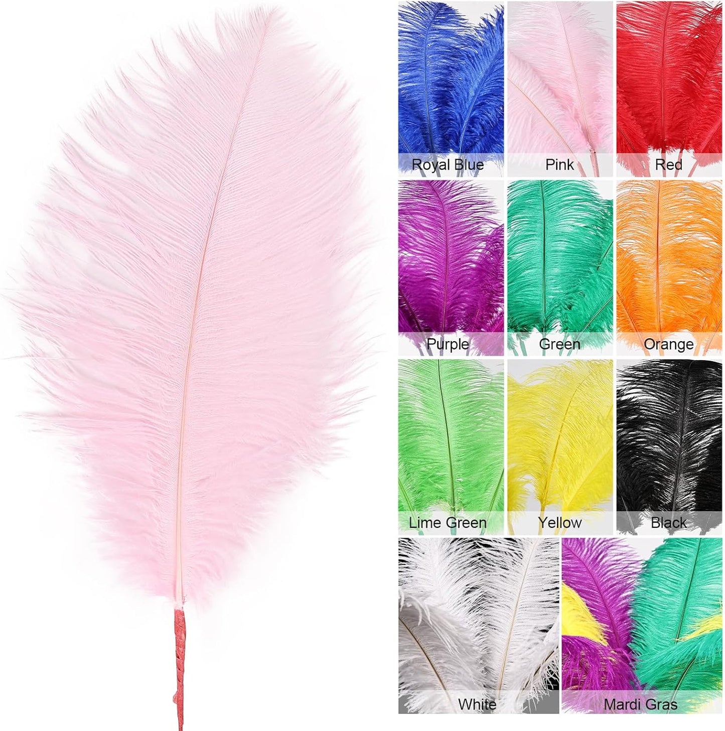 Bulk Pink Ostrich Feathers - 12pcs 12-14inch Crafting Supplies for Centerpiece Table Decorations