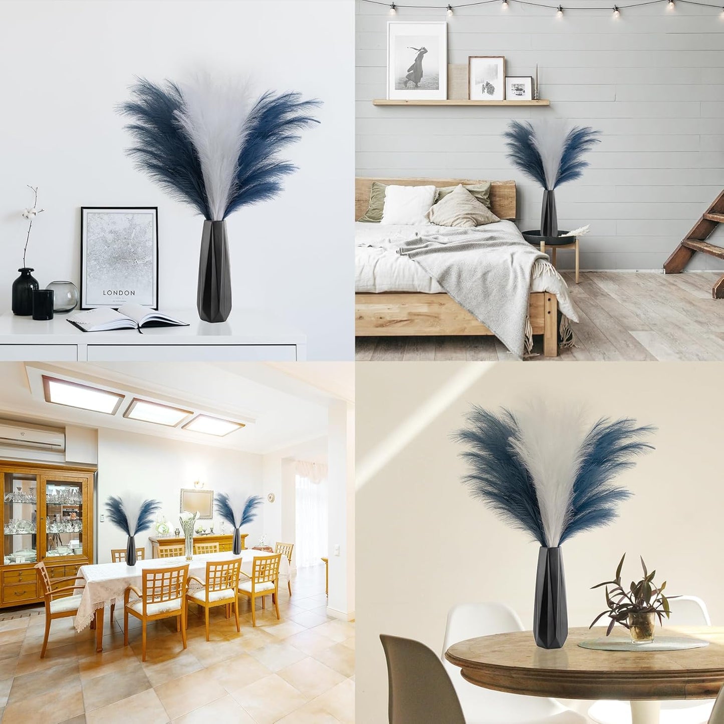 Pampas Grass Decor Tall, 43"/110cm Faux Pampas Grass 6 Stems Large Pompass Grass Branches Tall Bulk Boho Flower Arrangement for Home Room Wedding Party Decor