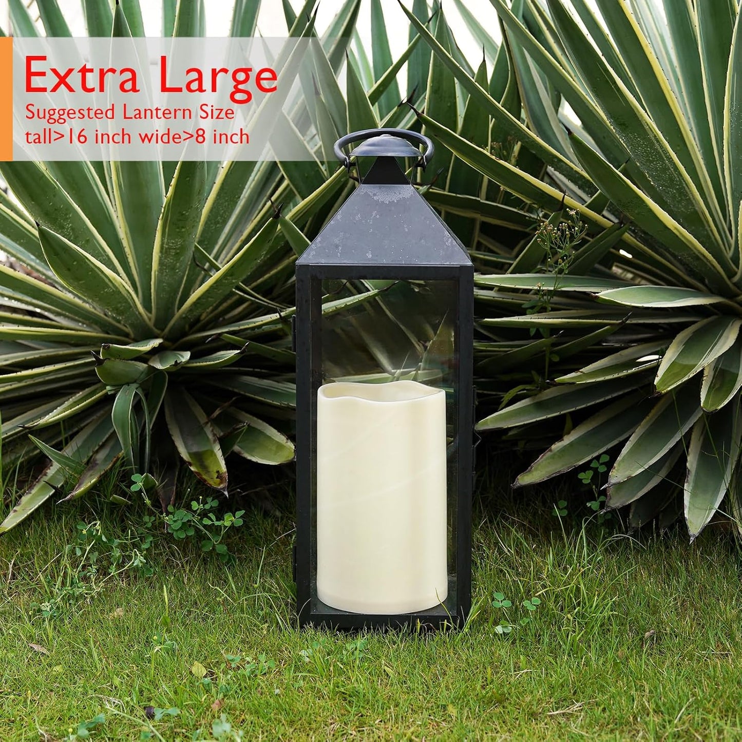 Homemory 6" x 9" Extra Large Outdoor Waterproof Candle with Auto 6-Hour Timer, No Remote, Ivory Plastic Made, Long Last for Half A Year
