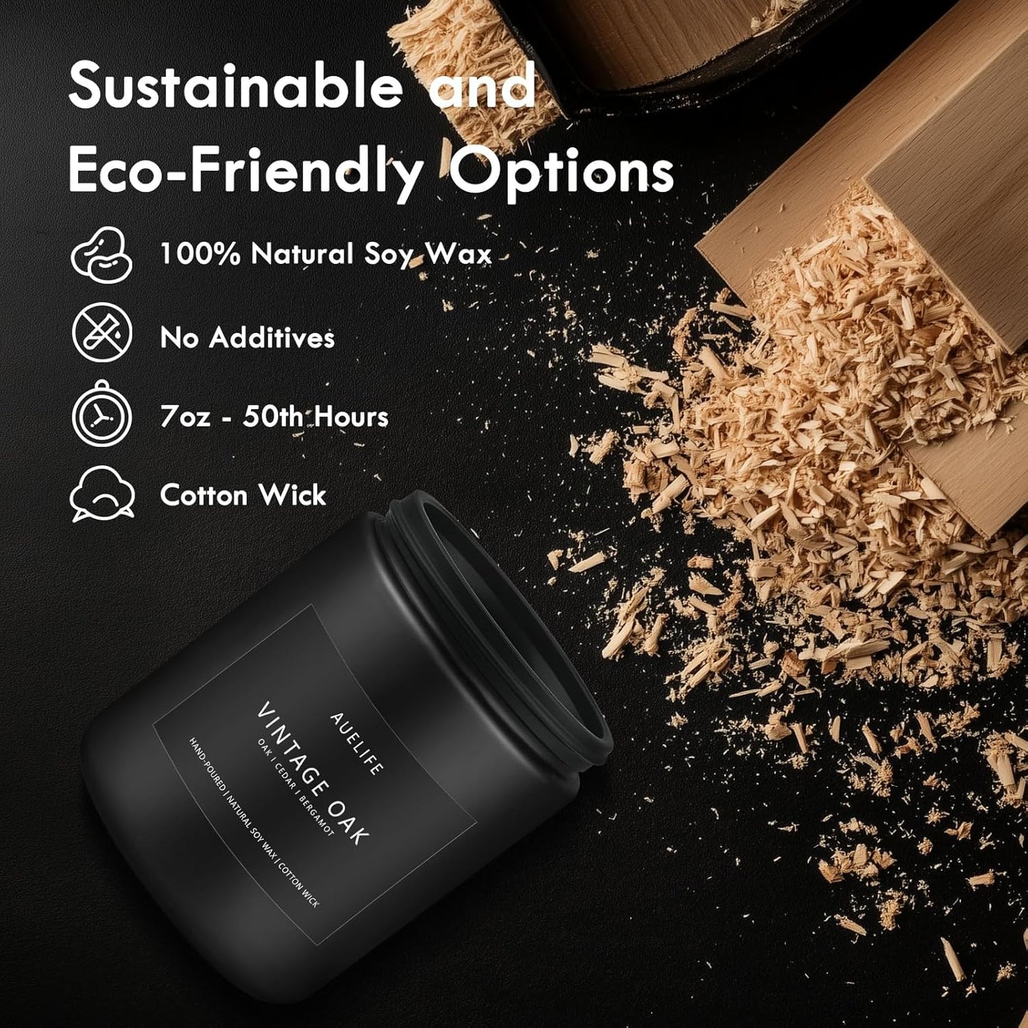 Scented Candles for Men | Vintage Oak Candle - Candle for Men, Manly Candles for Home Scented, Man Gifts for Him/Friend -7oz Black Jar