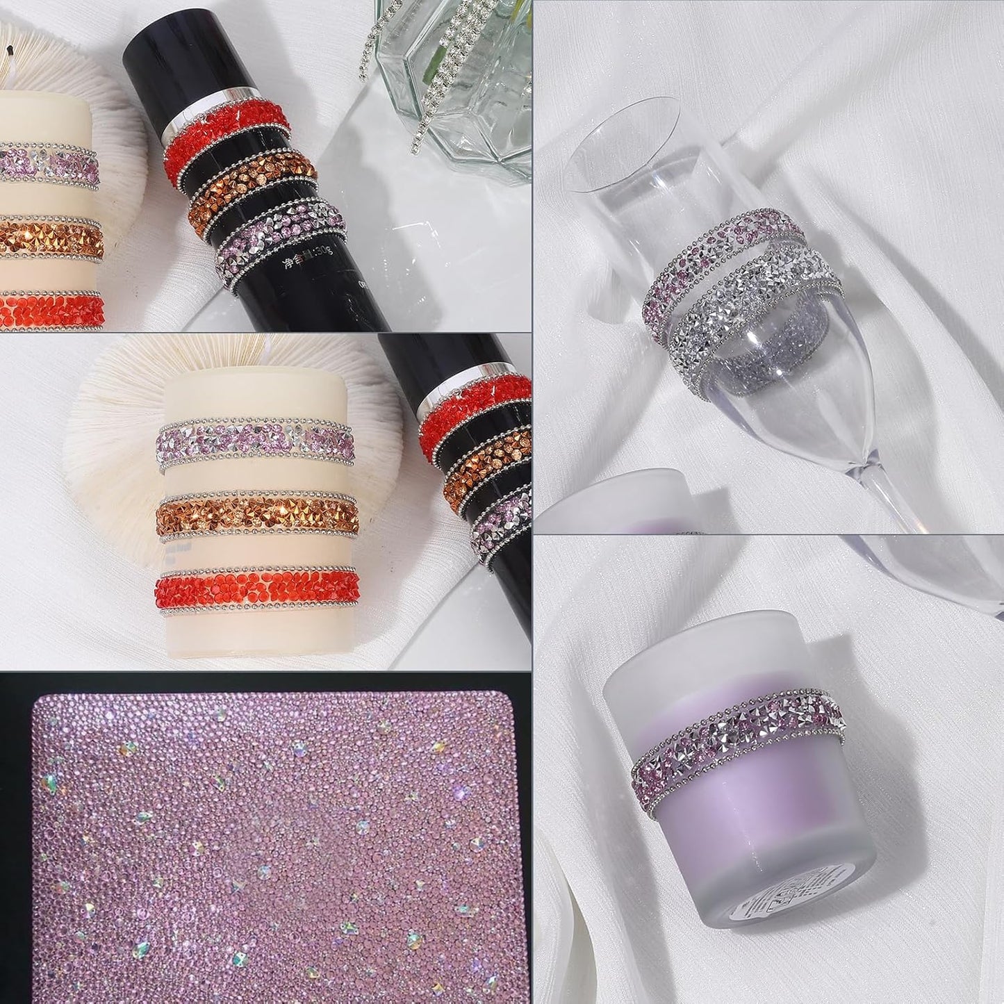 Rhinestone Ribbon 3 Yards Self Adhesive Rhinestone Strips Diamond Ribbon Sticker Crystal Roll Glitter Bling Rhinestones Tape for Crafting DIY Art Decoration (Purple,0.4 Inch)