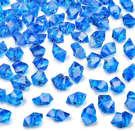 DomeStar Navy Blue Fake Ice Rocks, 150PCS Acrylic Gems Crystals Plastic Diamonds Centerpiece for Vase Fillers DIY Craft Wedding Party Table Scatter Aquarium Tank Cobalt Blue Decorations