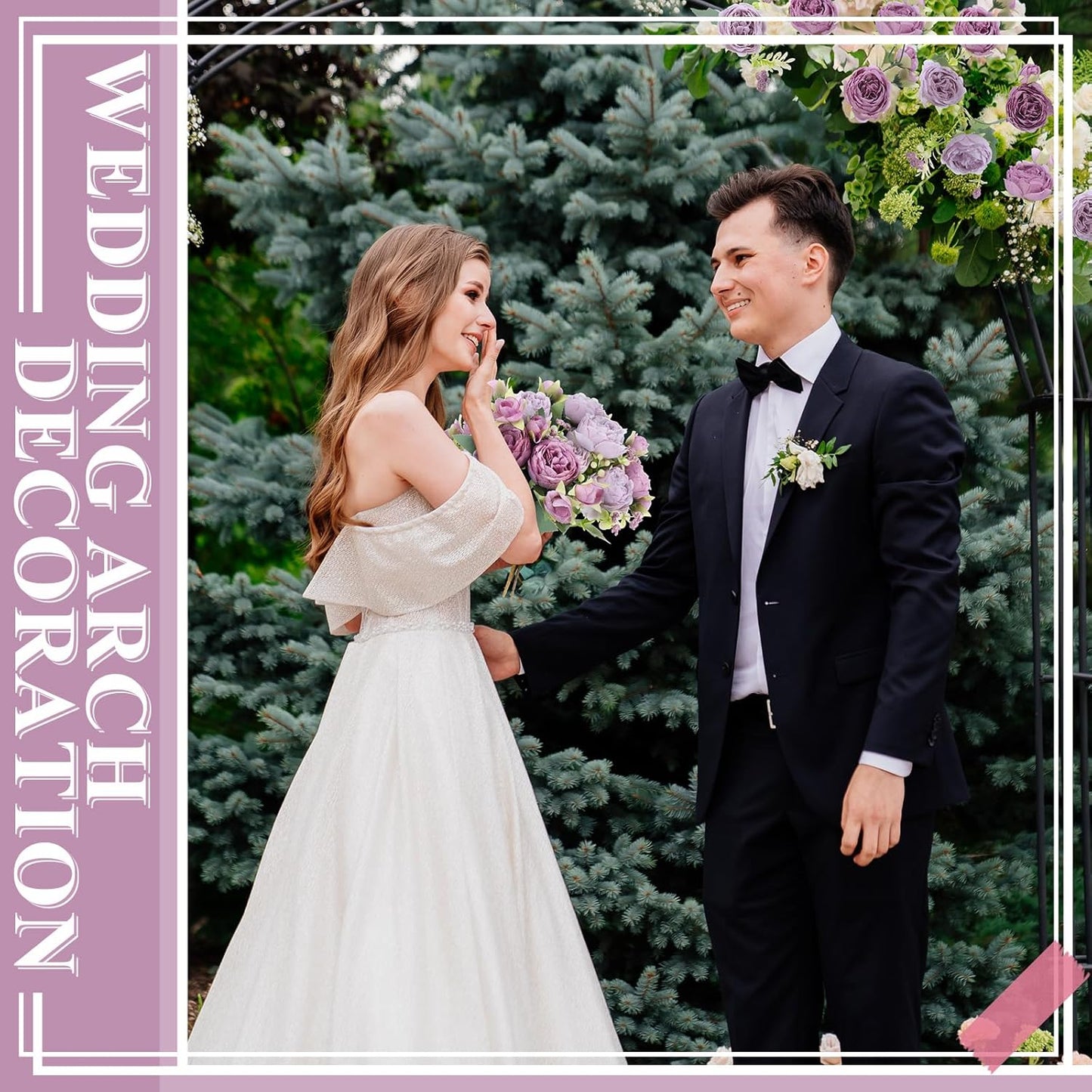 8 Bundles Artificial Peonies Flowers Boho Faux Flowers Arrangements Artificial Centerpiece Spring Bouquet Floral Wedding Decoration for Vase(Purple)