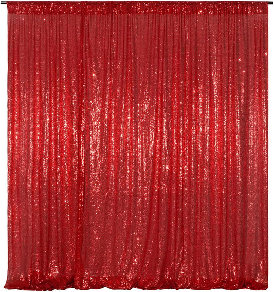 Poise3EHome 20FT x 10FT Sequin Photography Backdrop Curtain for Party Decoration, Red