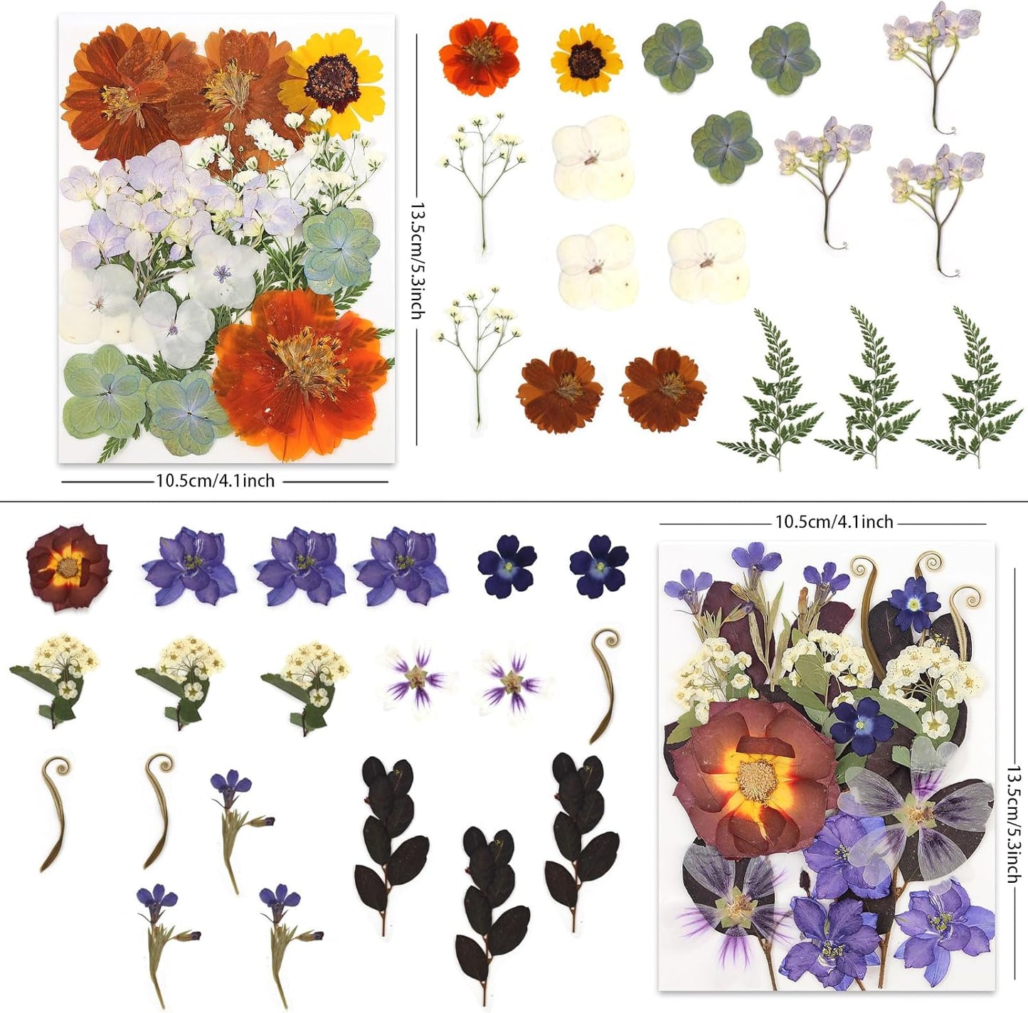 80P Vintage Pastel Dried Flowers for Crafts, Real Natural Pressed Flowers in Retro Soft Tones for Resin Art, DIY Crafts, Jewelry, Candle Decor & Scrapbooking – Tweezers Included