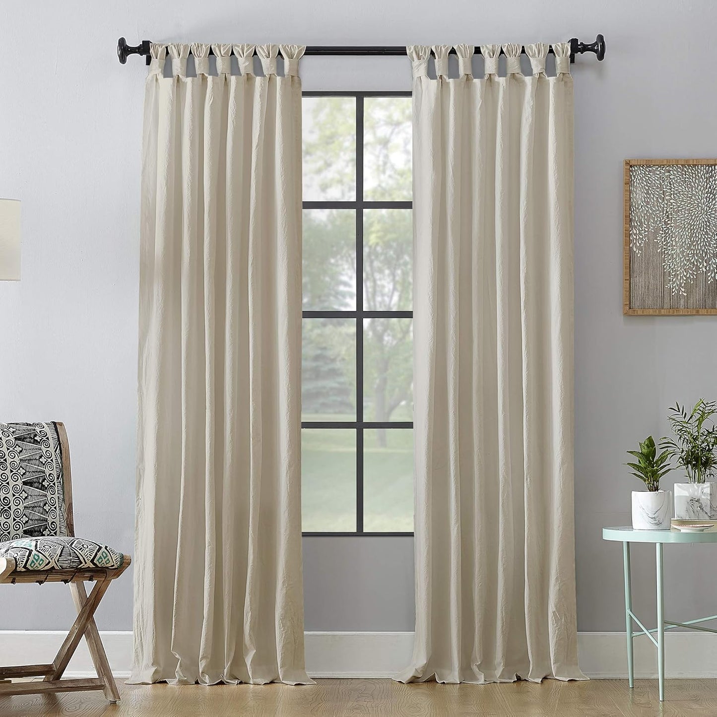 Archaeo Washed Cotton Twist Tab Curtain, 52" x 84", Oatmeal
