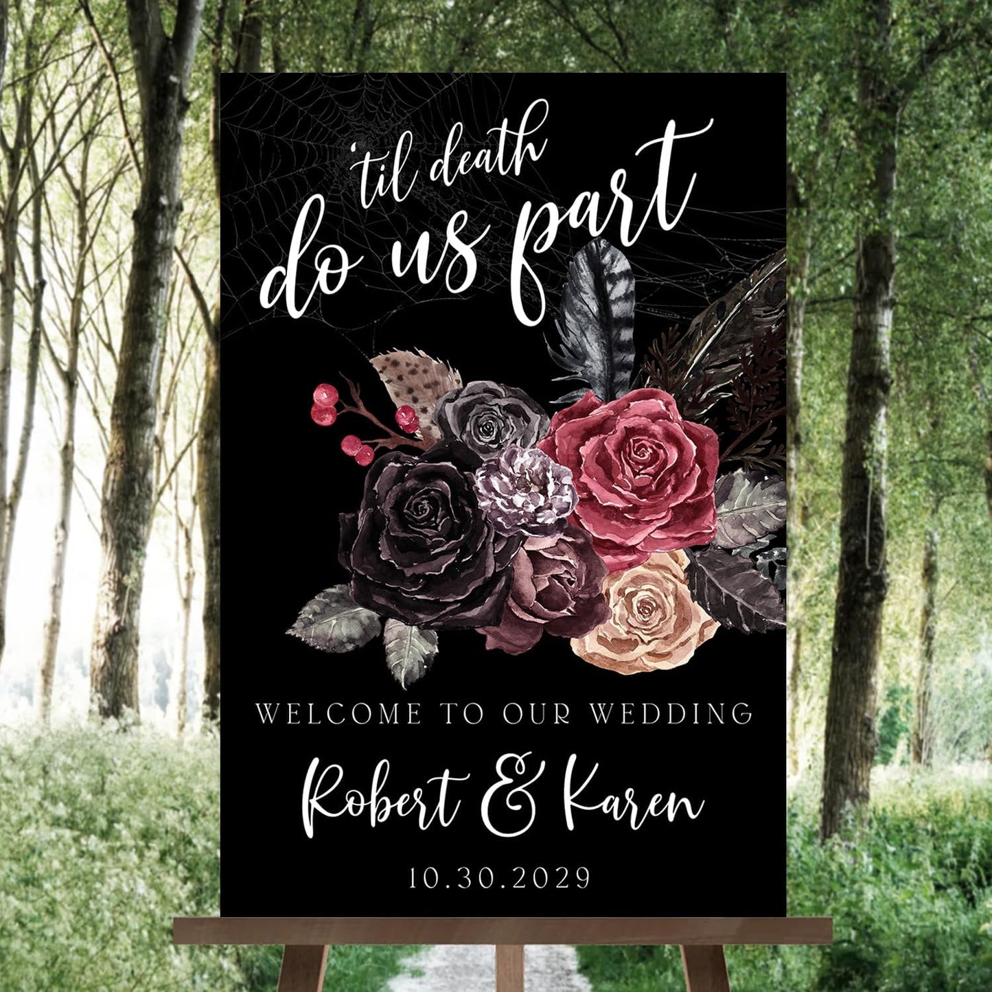 Welcome To Our Wedding Sign, Halloween Couples Shower, Gothic Love Wedding Welcome, Signage Halloween Reception, Welcome Wedding Sign With Stand, Welcome To Our Wedding Sign, Wedding Welcome Sign