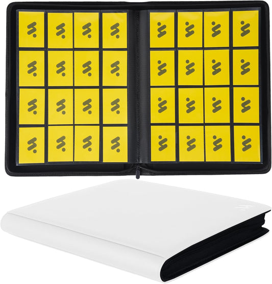 Premium 1000+ Pockets Card Binder,16 Pockets Card Binder Ringless Side Loading Trading Card Album Folder for TCG -White