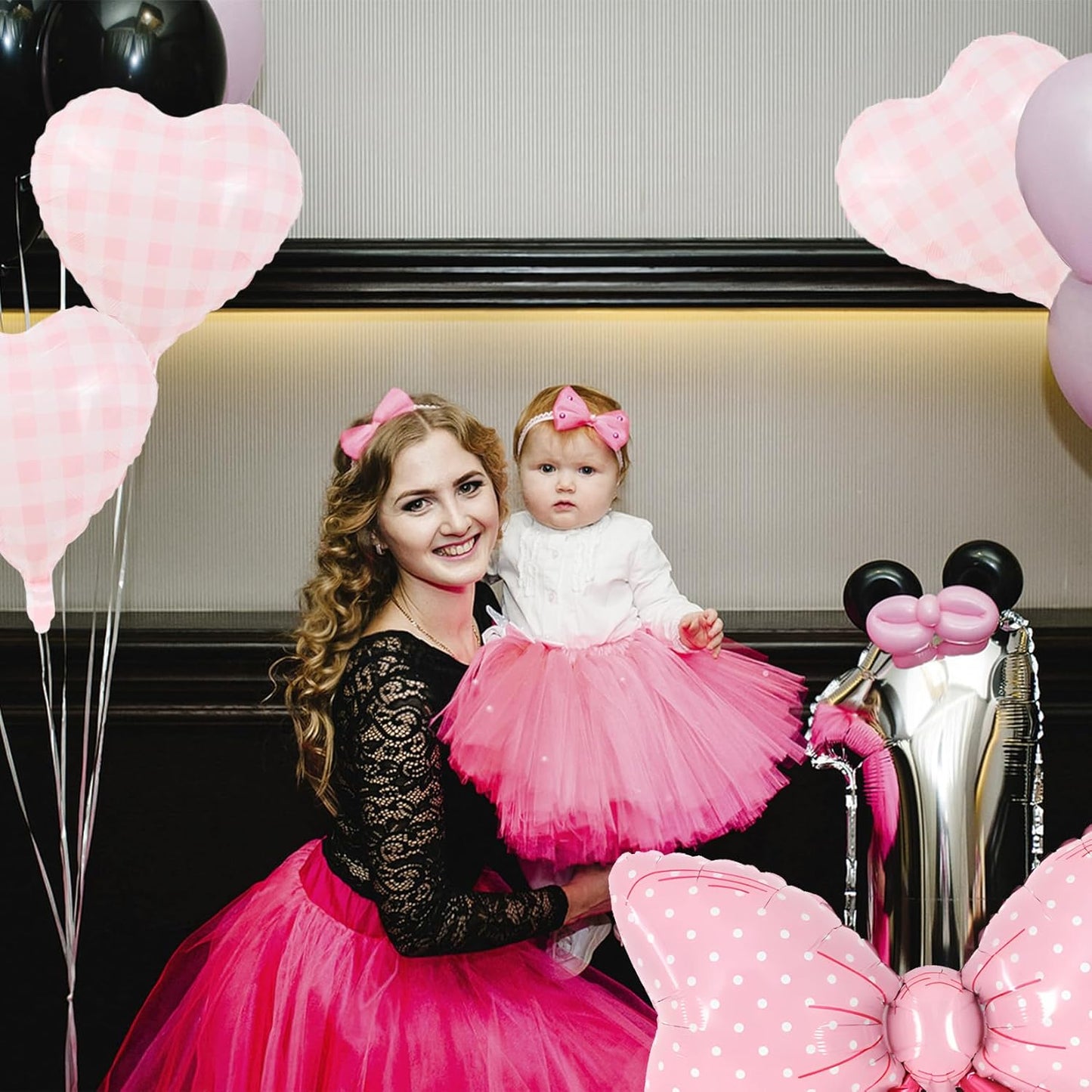 36 Inches Bow Foil Balloon Huge Bowtie Pink Balloon for Baby Shower, Wedding, Kids Theme Party Decoration (Pink 8)