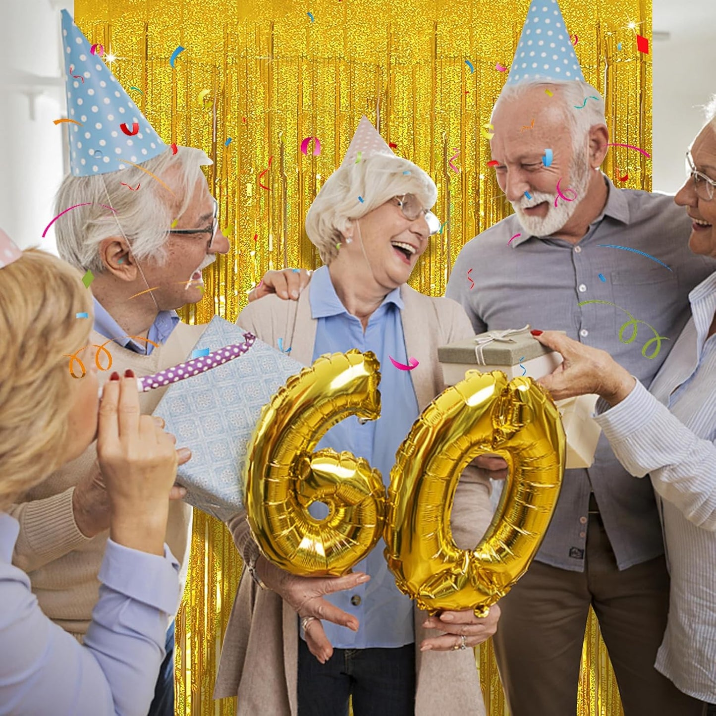 Tinsel Curtain Party Backdrop Gold Birthday Party Decorations 10 Packs Glitter Foil Fringe Curtain Party Decor Streamers Photo Booth for Birthday Christmas Wedding Halloween Graduation Decorations