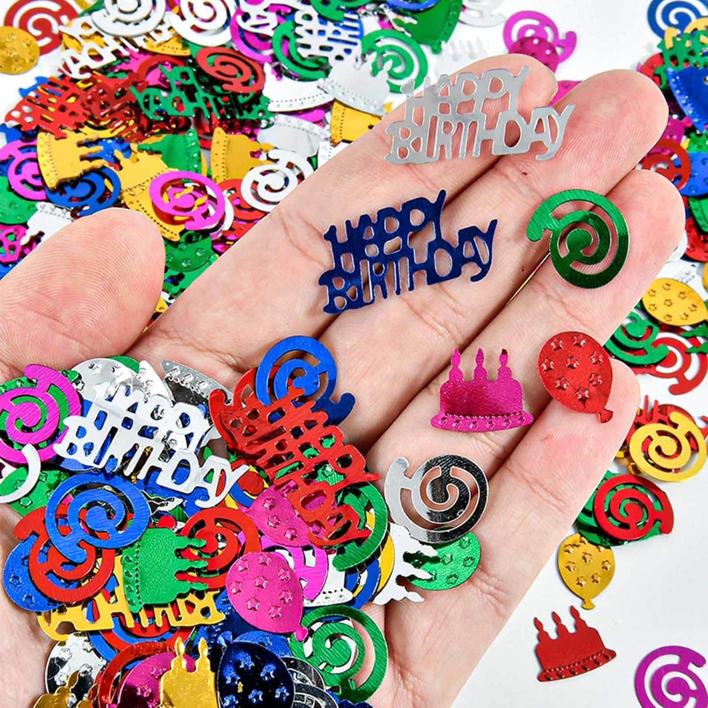 VHUWE Happy Birthday Confetti, 1.6 oz Multicolor Cake Balloon Swirl Confetti for Happy Birthday Party Decorations Boys Girls Kids 1st Birthday Table Decorations | Colorful