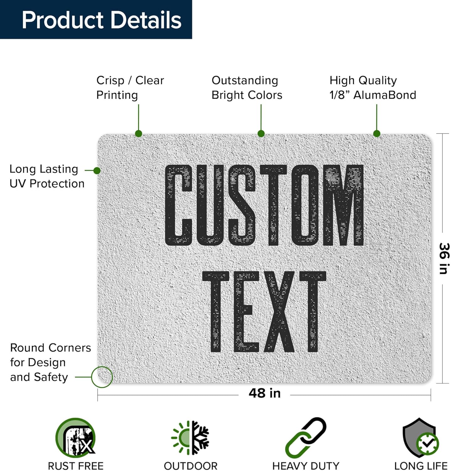 Custom Sign, Custom Street Sign, 11 Font Colors, 13 Font Styles, 4 Hole Options, 22 Sizes, 36x48 Inches, Rust Free DiBound, Fade Resistant, Made in USA by My Sign Center (Concrete)