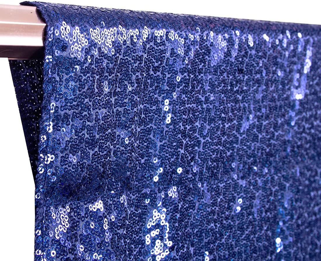 Poise3EHome 6Ft x 8Ft Navy Blue Sequin Backdrop Curtain, Glitter Thick Satin Sequin Background Drapes, Sparkly Backdrop for Weddings, Parties, Xmas, Thanksgiving Decor