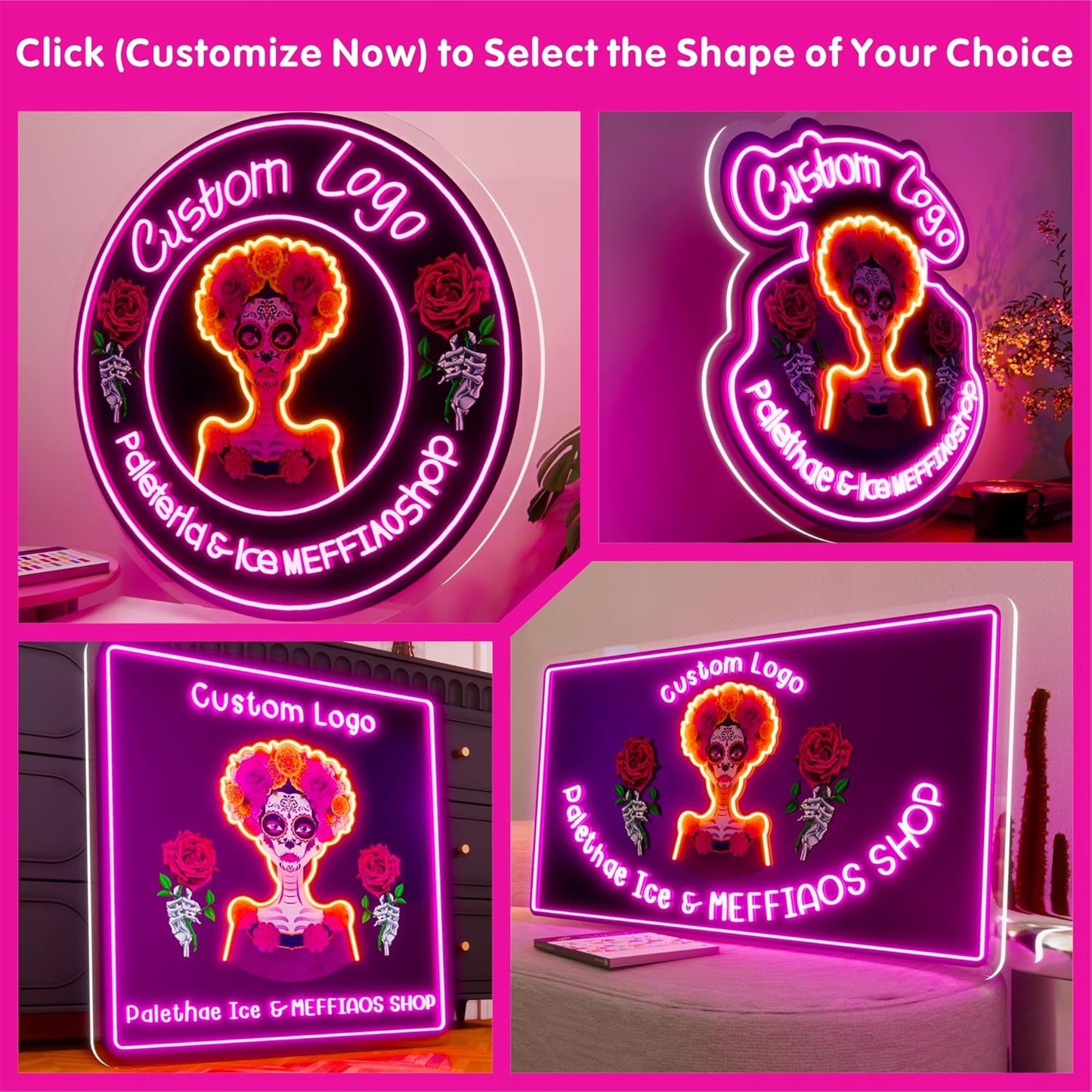 Custom Neon Sign, Personalized LoGo Neon Sign Customizable for Business, UV Bar Salon Beauty Studio Light Up Sign, LED Neon Name Sign Suitable for Wall Decoration