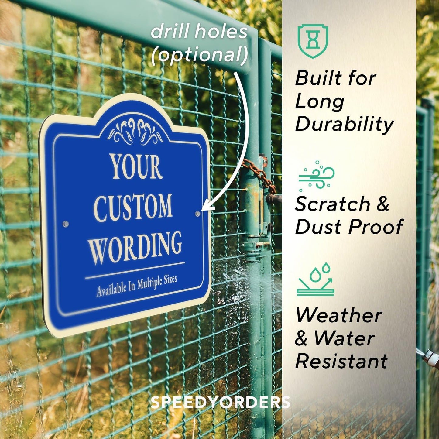 Custom Personalized Metal Aluminum Driveway Signs, Blue Steel 14x10 In, Waterproof Made In USA