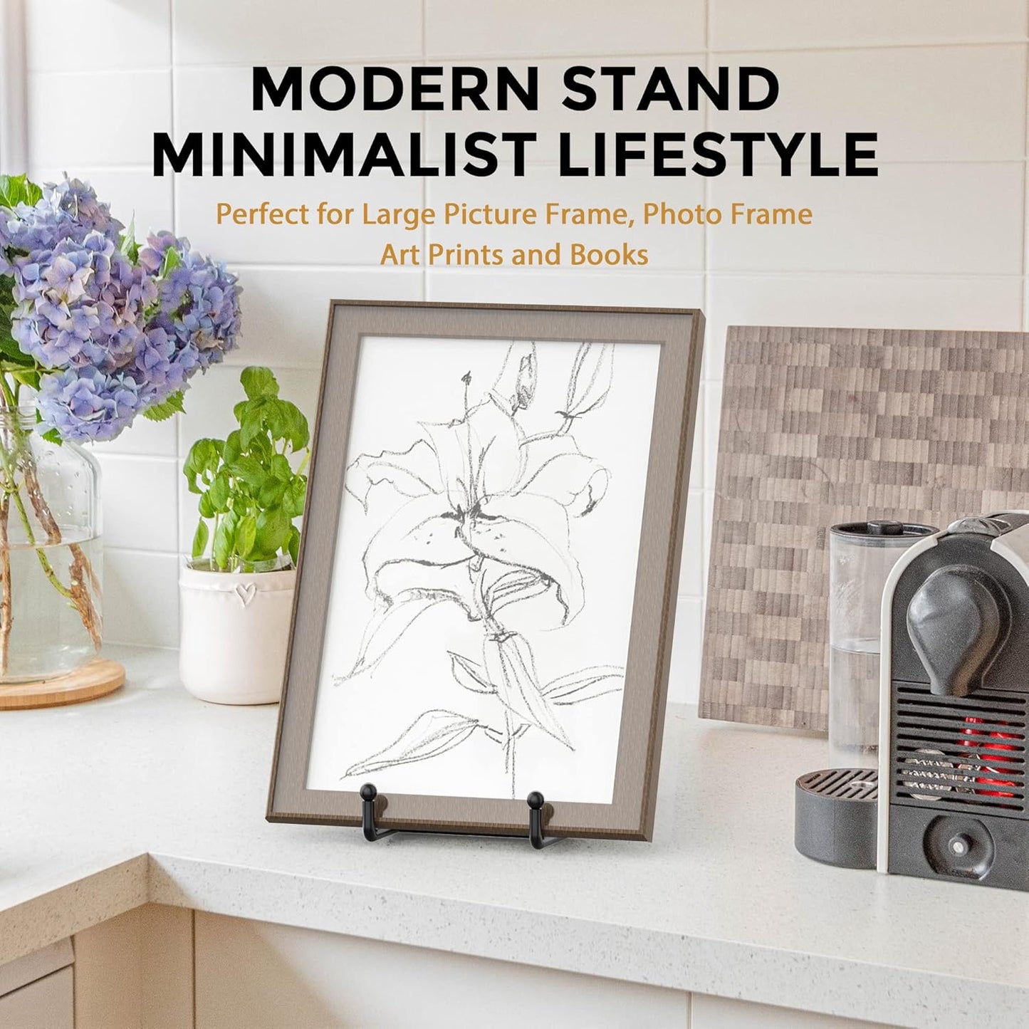 TR-LIFE 3 Pack 10 Inch Large Plate Stands for Display - Metal Plate Holder Display Stand + Picture Frame Holder Stand + Small Easels for Decorative Plate, Platter, Book, Plaques, Photo, Tabletop Art