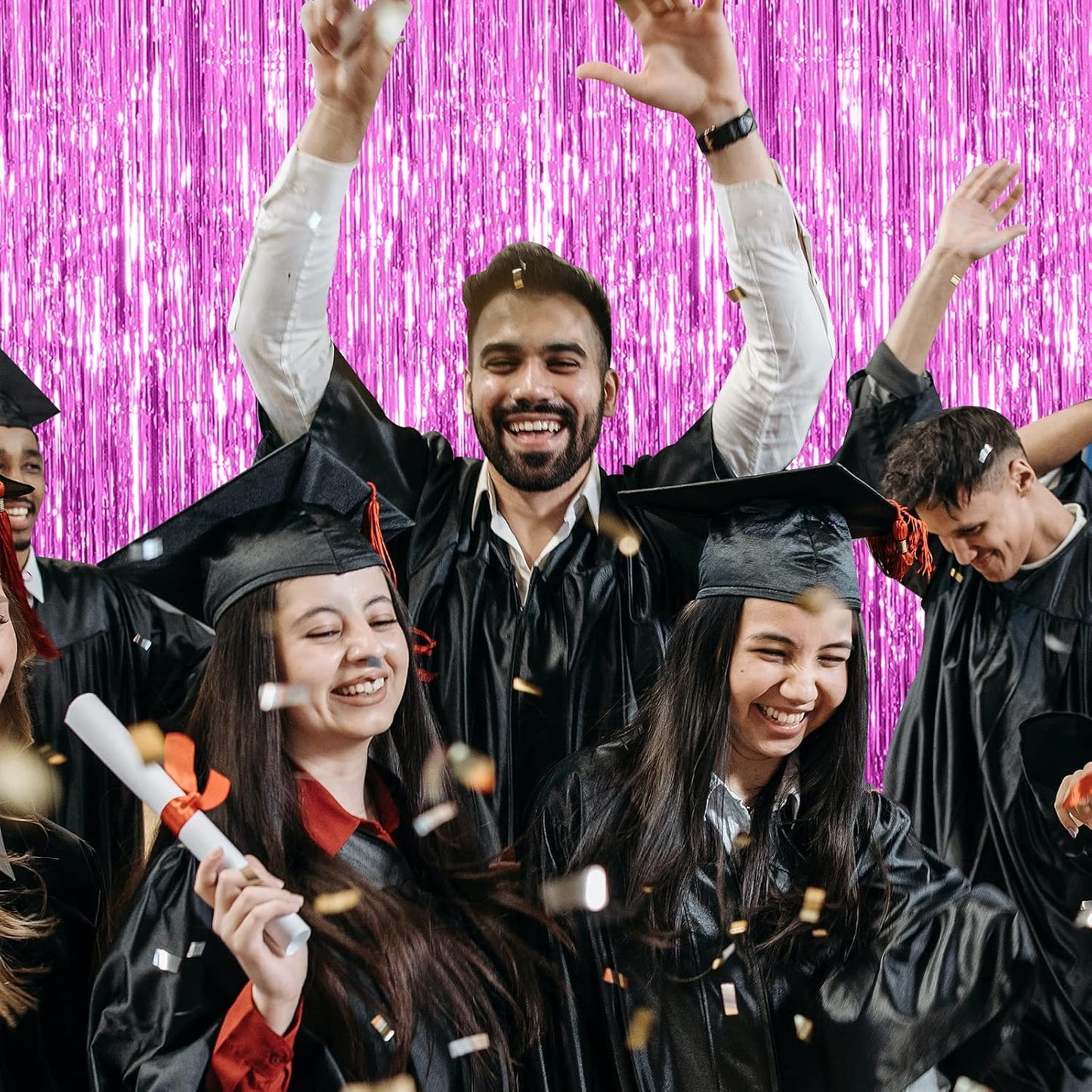 10 Pack Foil Curtain Backdrop Metallic Tinsel Foil Fringe Curtains Photo Booth Props for Birthday Wedding Engagement Baby Shower Bachelorette Christmas Holiday Celebration Party Decorations