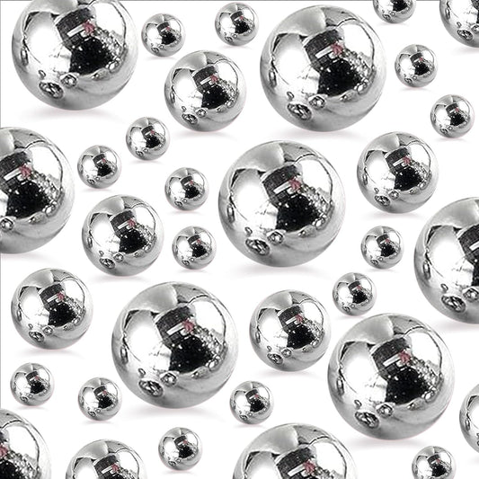 260Pcs Silver Glossy Beads for Centerpiece Decor, Artifical Pearls Vase Filler, Makeup Brush Beads, No Hole Round Pearl Beads for Wedding Birthday Christmas Party Home Decor(18mm 14mm 6mm)