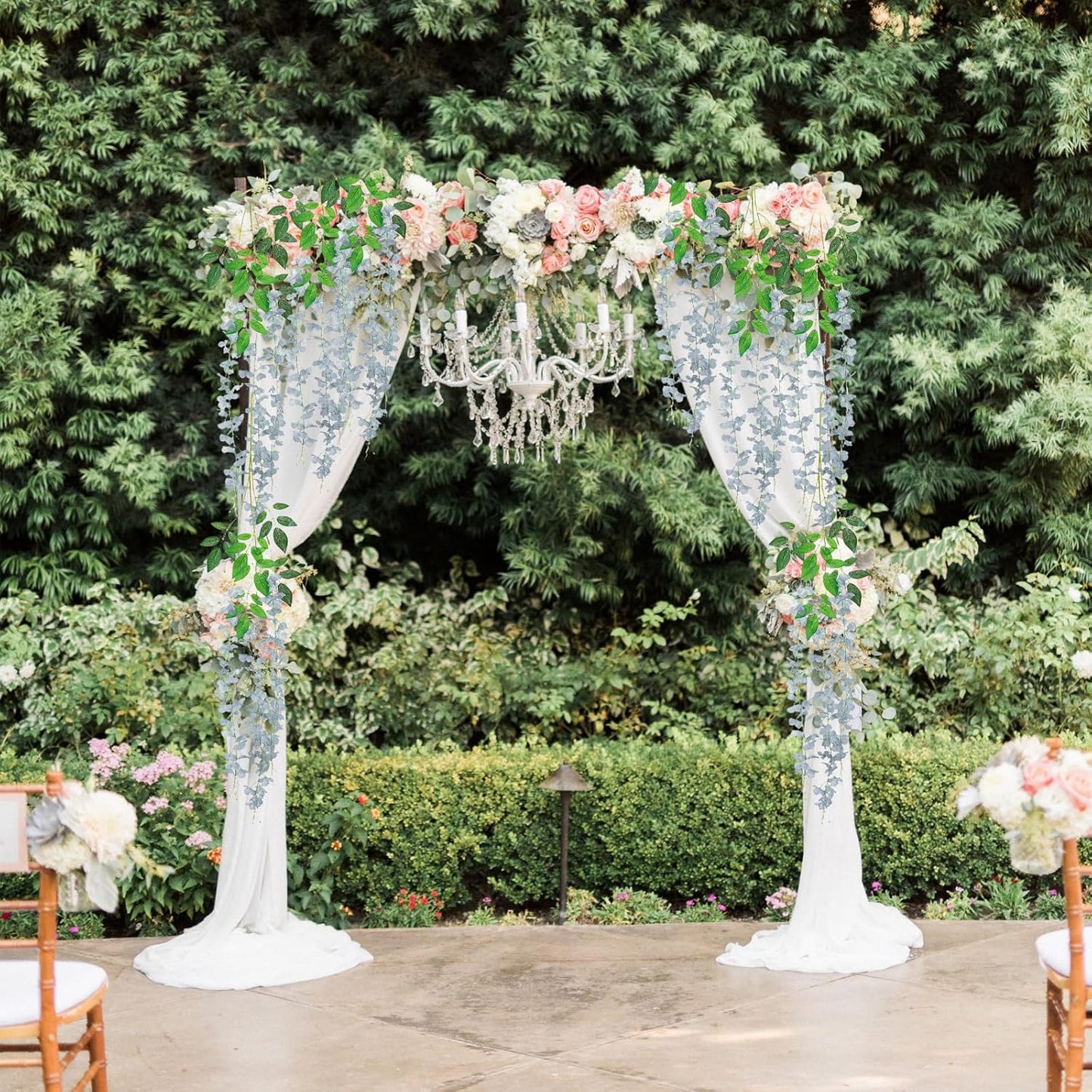 5pcs Grey Artificial Wisteria Garland, 3.77 Ft Hanging Flowers, Irregular Shape, Outdoor Indoor Home Decor, 5 Count