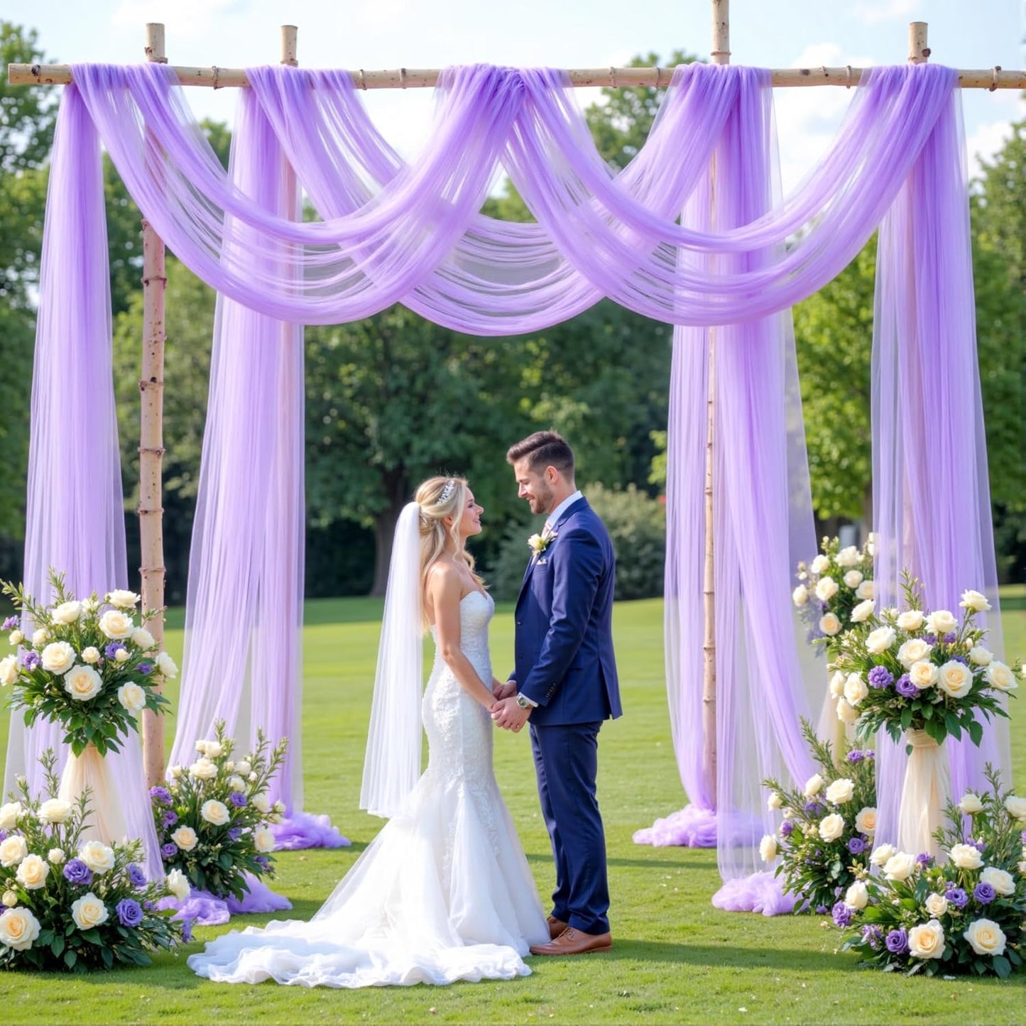 Wedding Arch Draping Fabric Backdrop 1 Panel 30" x 19Ft Purple Arch Drapes Curtains for Wedding Reception Sheer Tulle Backdrop Curtain for Ceremony Birthday Party Baby Shower Arbor Ceiling Decorations