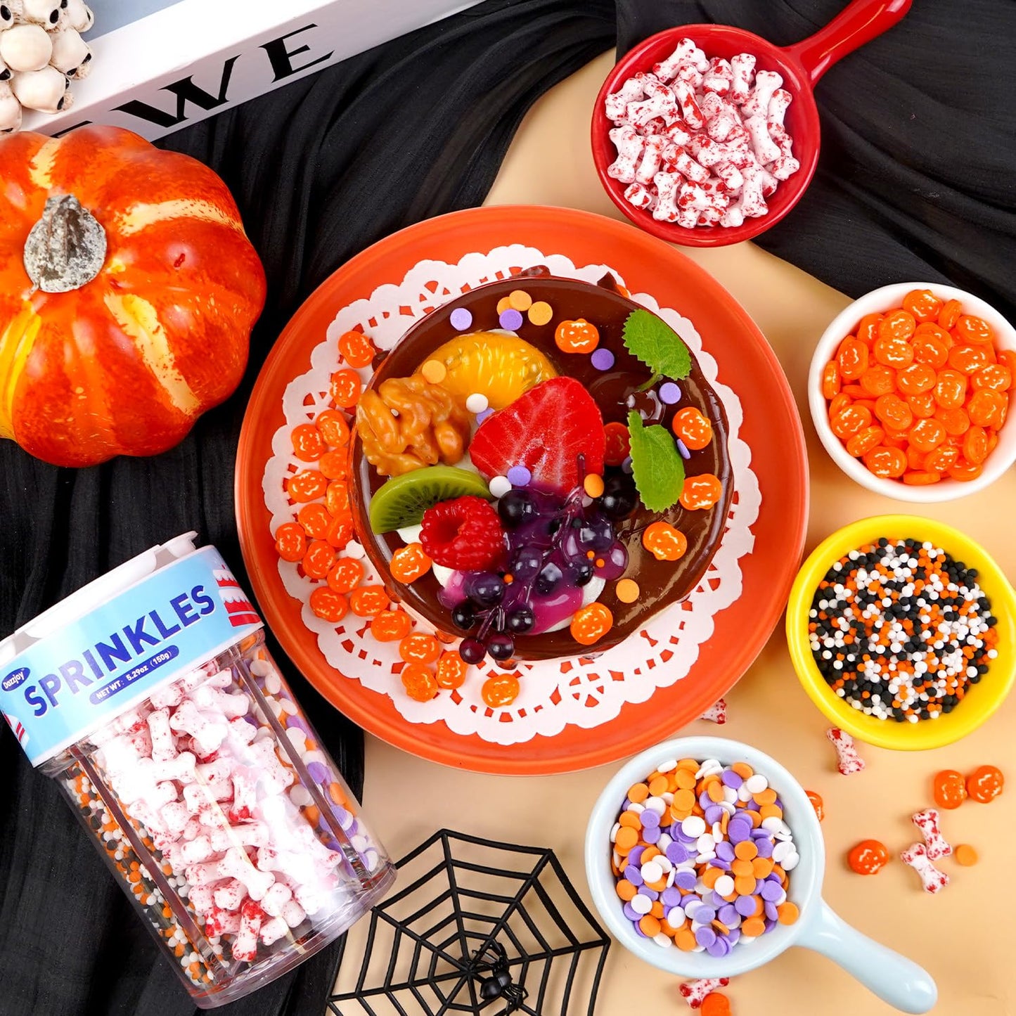 Dazzjoy Halloween Sprinkles, 150g/5.29oz, Edible Halloween Sprinkles for Cake Decorating, Edible Cake Decoration & Cupcake Topper