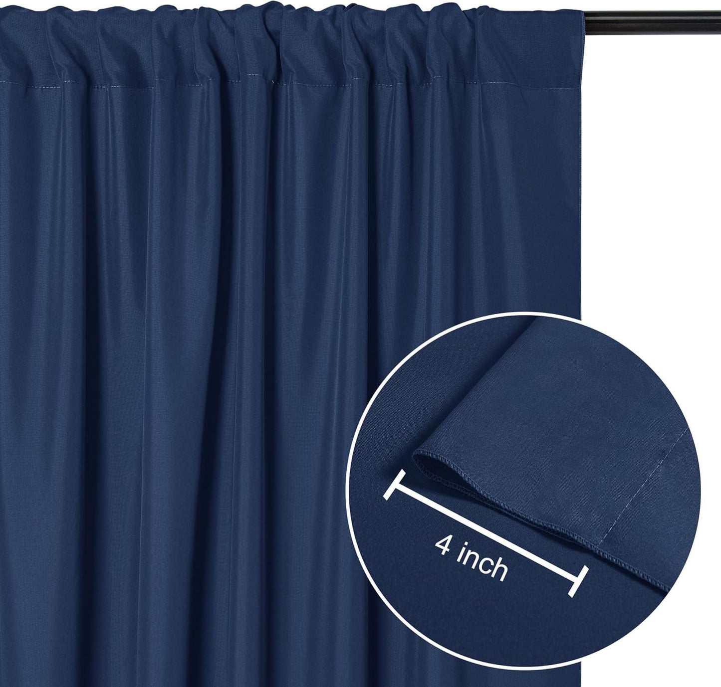 DWCN Backdrop Curtains for Parties, Background Curtains Photography Backdrop Drapes with Rod Pockets for Wedding Decorations Stage Birthday Family Gatherings, 2 Panels 5ft x 10ft, Navy Blue