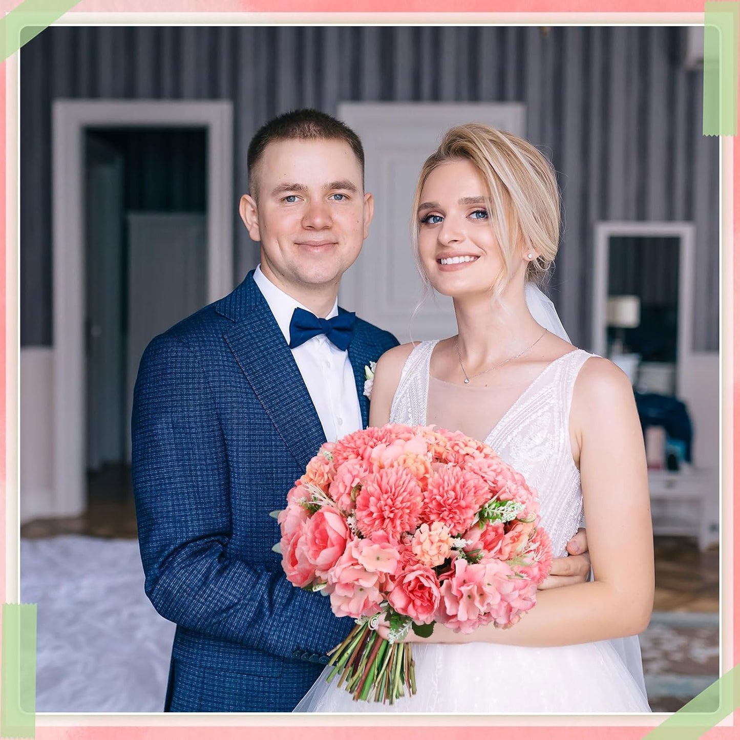 Tigeen Artificial Flowers Artificial Peonies Silk Flowers Faux Peony Fake Peony Silk Hydrangea Bouquet for Wedding Table Centerpiece Floral Vase Decor(Rose Pink,12 Bundles)