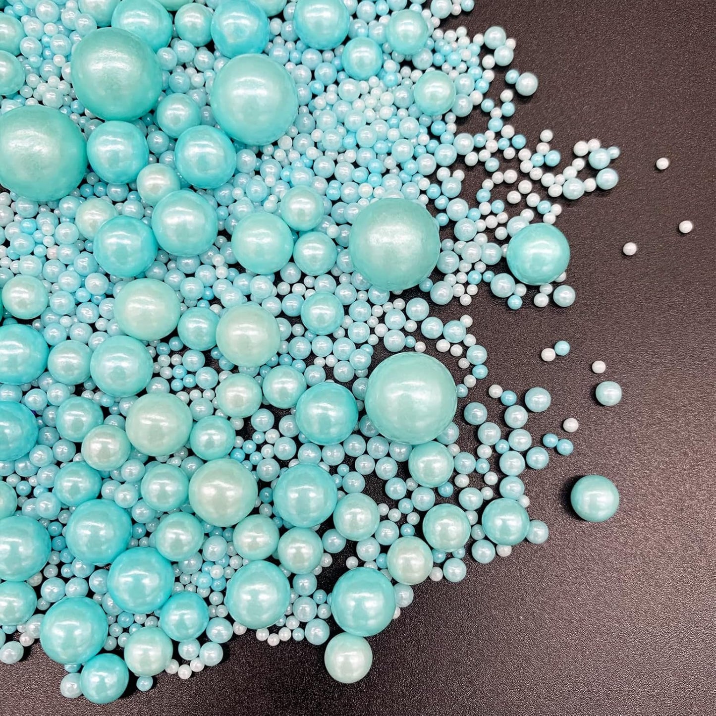 Weraru Edible Blue Pearl Sugar Sprinkles Candy Mixing Size Baking Edible Cake Decorations Cupcake Toppers Cookie Decorating Celebrations Wedding Shower Party Chirstmas Supplies 120g/ 4.2oz