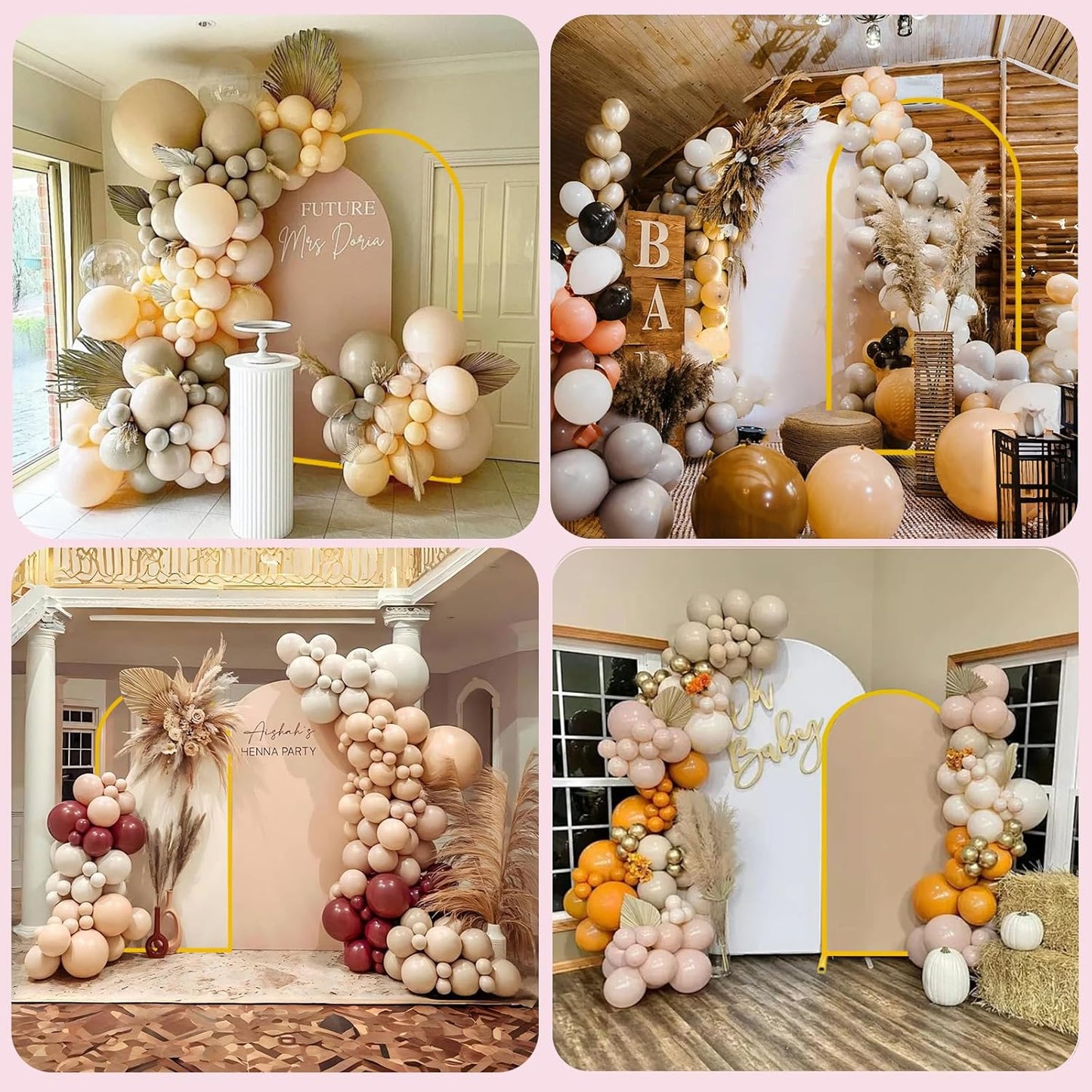 Bazen Wedding Arch Backdrop Stand 7.2FT, 6.6FT Set of 2 Metal Arch Backdrop Stand with White Arch Cover for Birthday Party Wedding Ceremony Bridal Baby Shower Banquet Party Event Decor