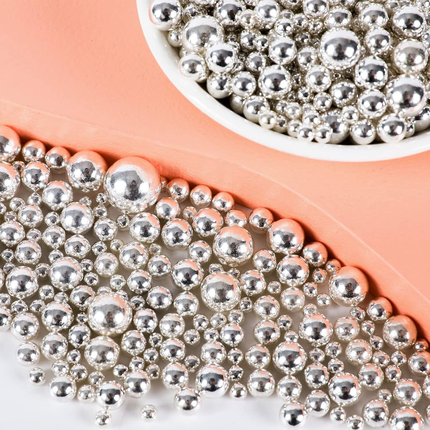 Kasvan Silver Pearl Sugar Sprinkles - Edible Candy Pearls 130g/4.58 Oz, Mix Size, Baking Cake Decorations, Ice Cream Toppings and Cookie Decorating, Wedding Party Chirstmas Supplies