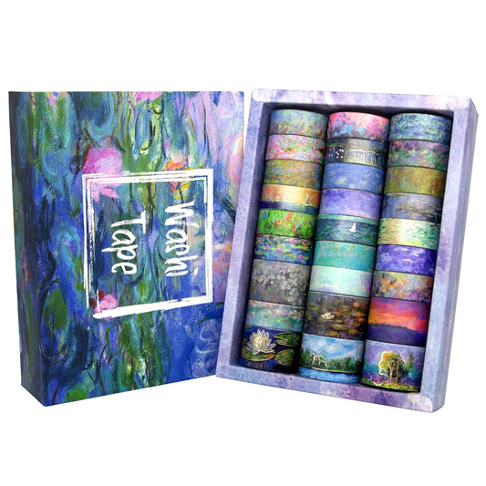 27 Rolls Monet Gold Foil Vintage Washi Tape Set - Decorative Masking Tapes for Scrapbooking, Journaling, Crafts, School Supplies