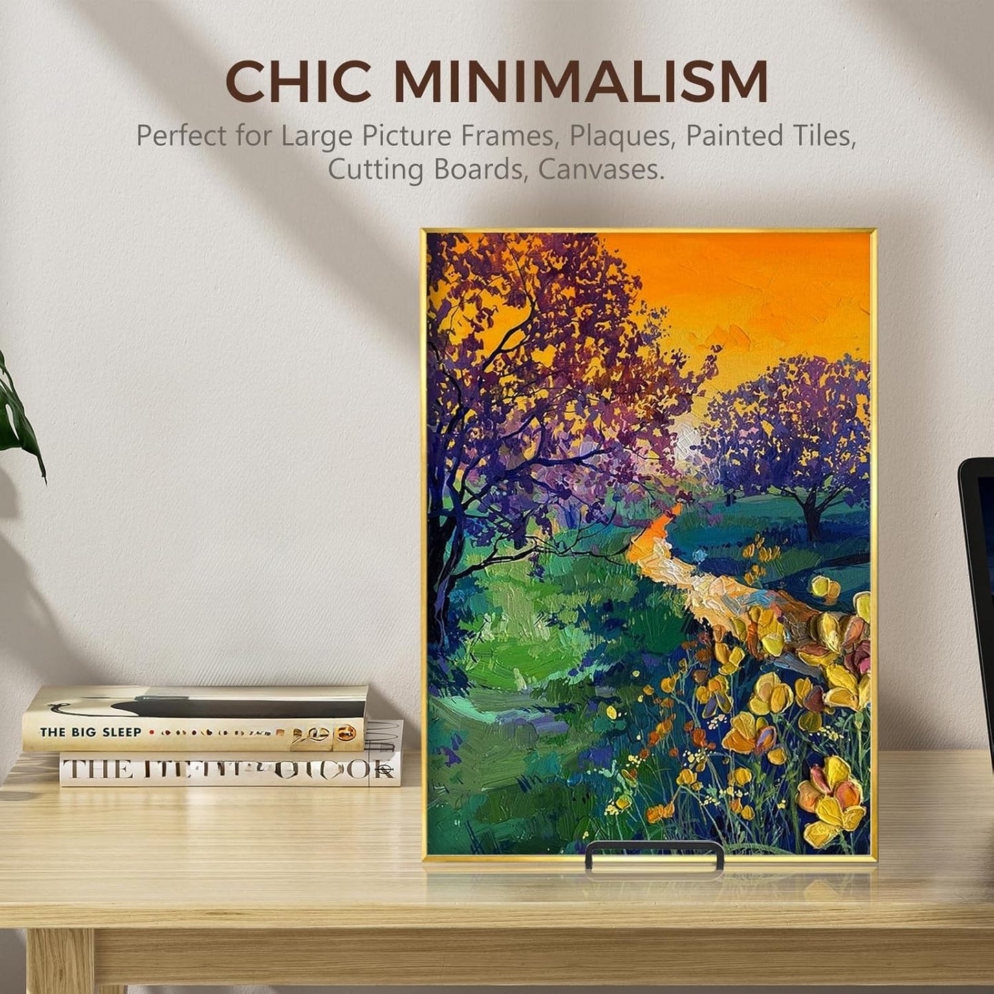 Large Plate Holder Display Stand - 10 inch Tall Plate Stands for Display - Metal Picture Frame Stand - Big Tabletop Easel Stand for Decorative Plates | Platter | Book | Plaque | Tile - 2 Pack - Black