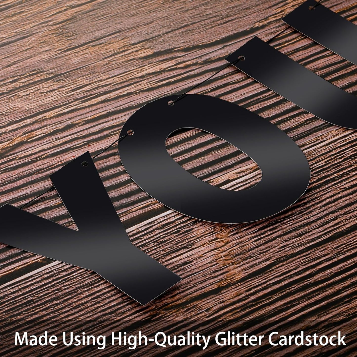 TaoBary 112 Pcs DIY Letter Custom Banner Glitter Customizable Banner Kit Including 107 Letters and Numbers 3 Rope for Valentine Birthday Party(Bright Black)