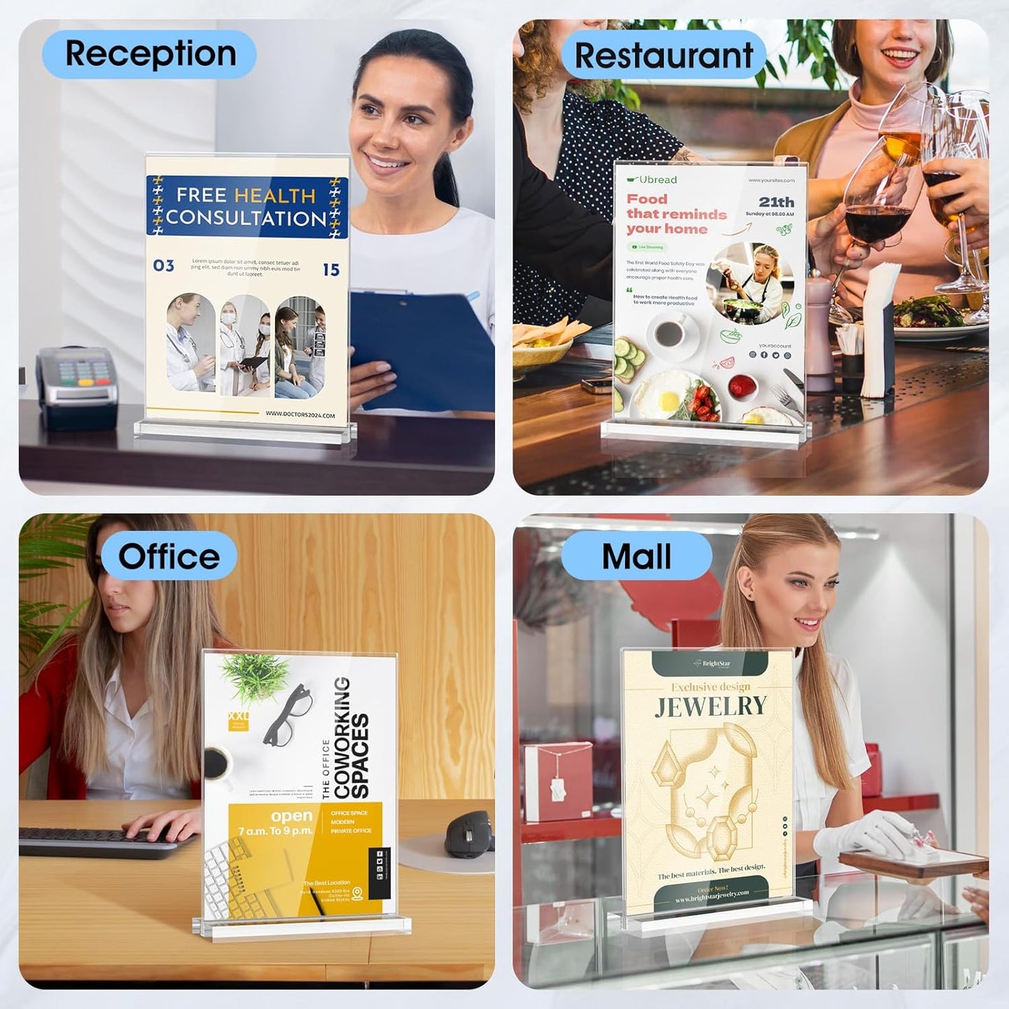 MaxGear Acrylic Sign Holder 8.5 X 11 Inches 10 Pack, Double Sided Plastic Display Stands Table Top Acrylic Frame, Clear Paper Holder Menu Flyer Stand for Stores, Restaurants, Hotels, Office