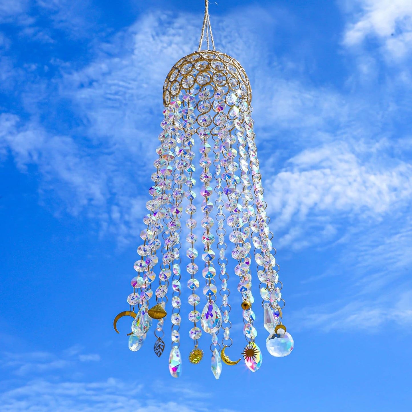 Chandelier Wind Chimes Crystal Suncatcher Window Hanging Sun Catchers AB Color Crystal Prism Rainbow Maker Pendant…