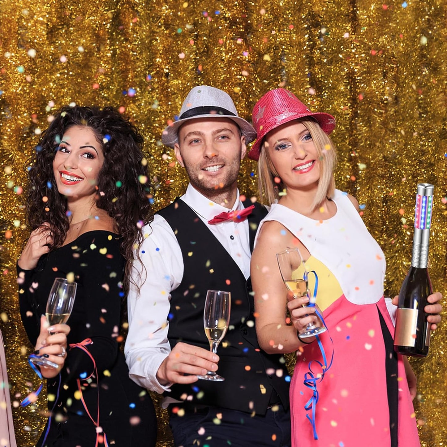 4 Pieces RGB LED Strobe Baton Light Rechargeable Bottle Service Sparklers Stick Reusable Champagne Bottle Handheld LED for Club Stage Nightclub Party Concert Event Bar Outdoor - Silver