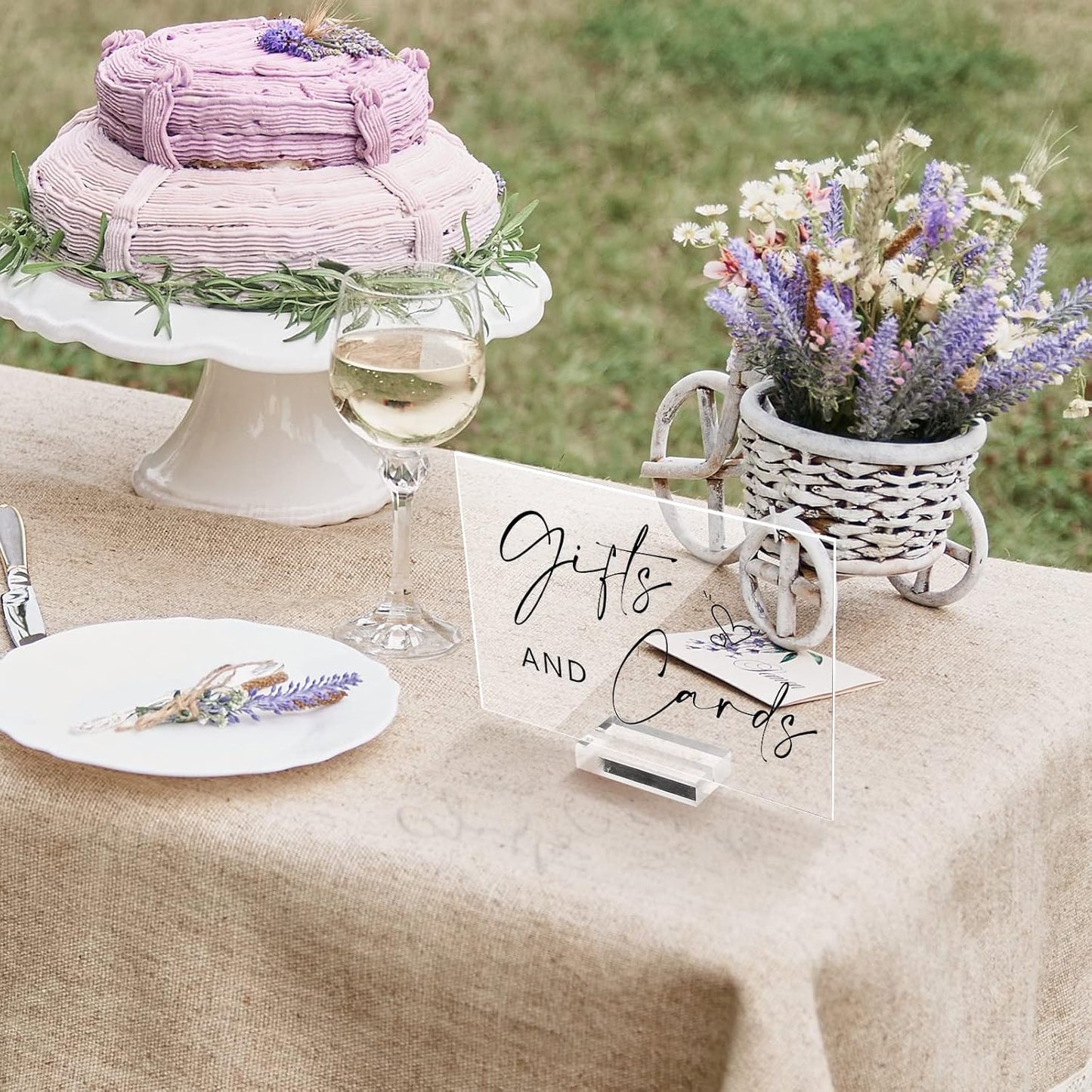 Weysat 6 Pcs Clear Acrylic Wedding Signs for Reception and Ceremony 5'' x 7'' Wedding Signage with Stand in Loving Memory Table Decorations Cards and Gifts Guestbook Reserved Table Sign(Classic Style)